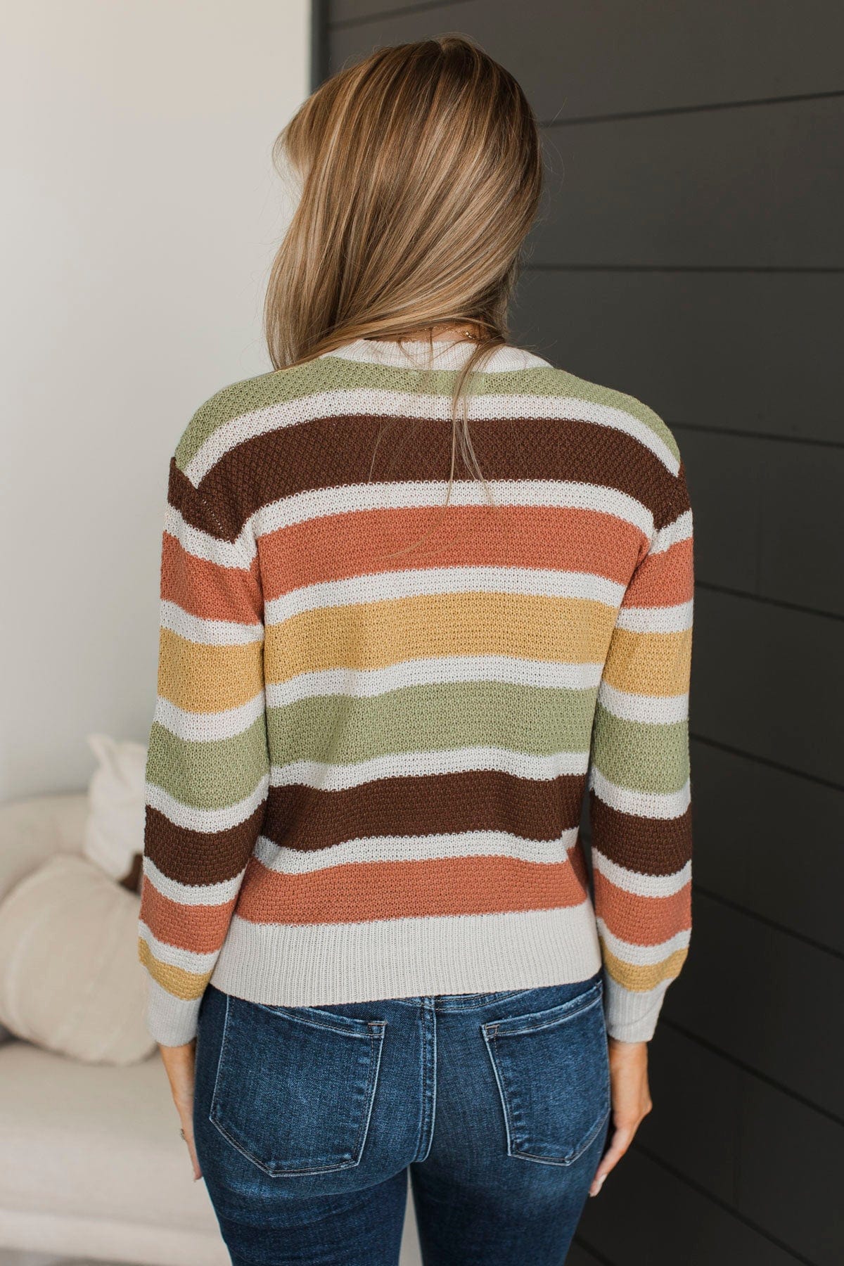 Clearly Charming Striped Knit Sweater- Oatmeal & Brown - Image 7