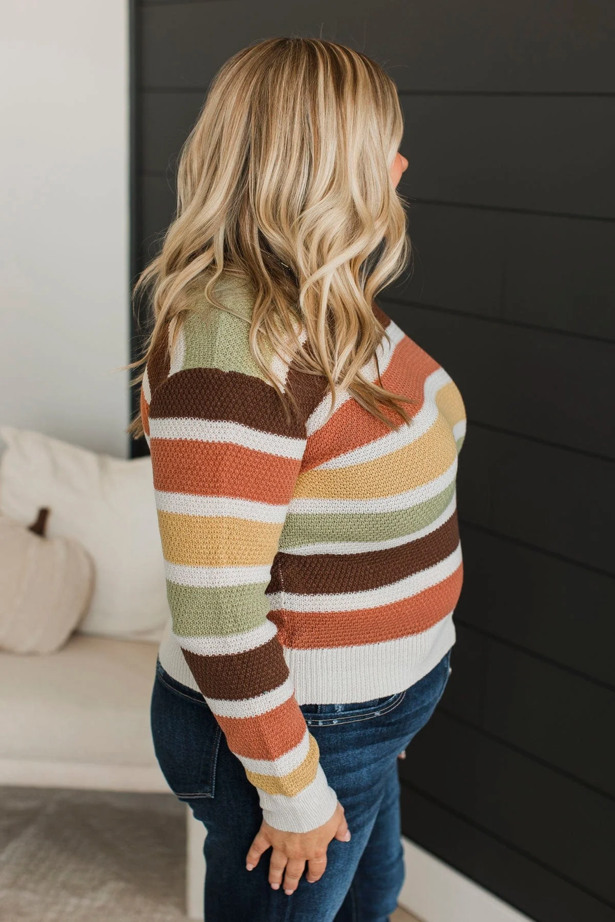 Clearly Charming Striped Knit Sweater- Oatmeal & Brown - Image 8