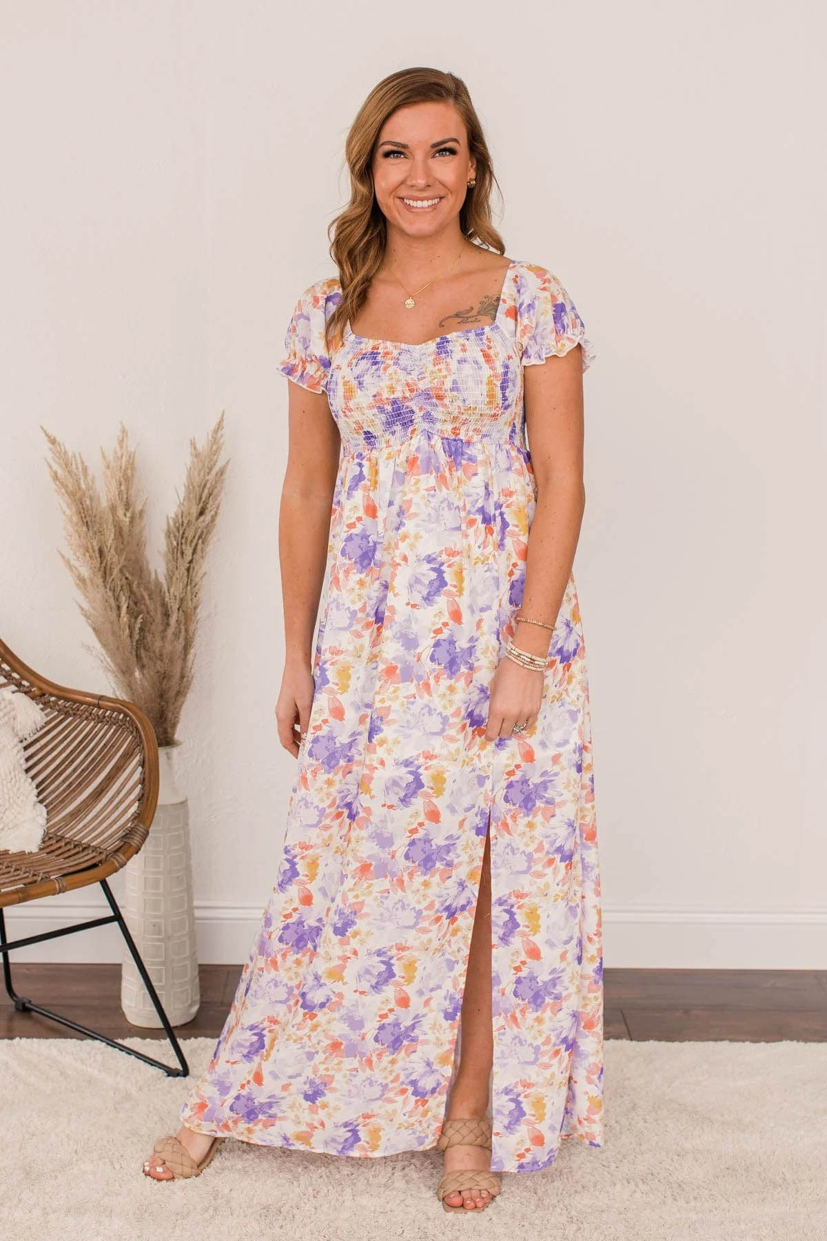 Clever Beauty Floral Maxi Dress- Lavender - Image 5
