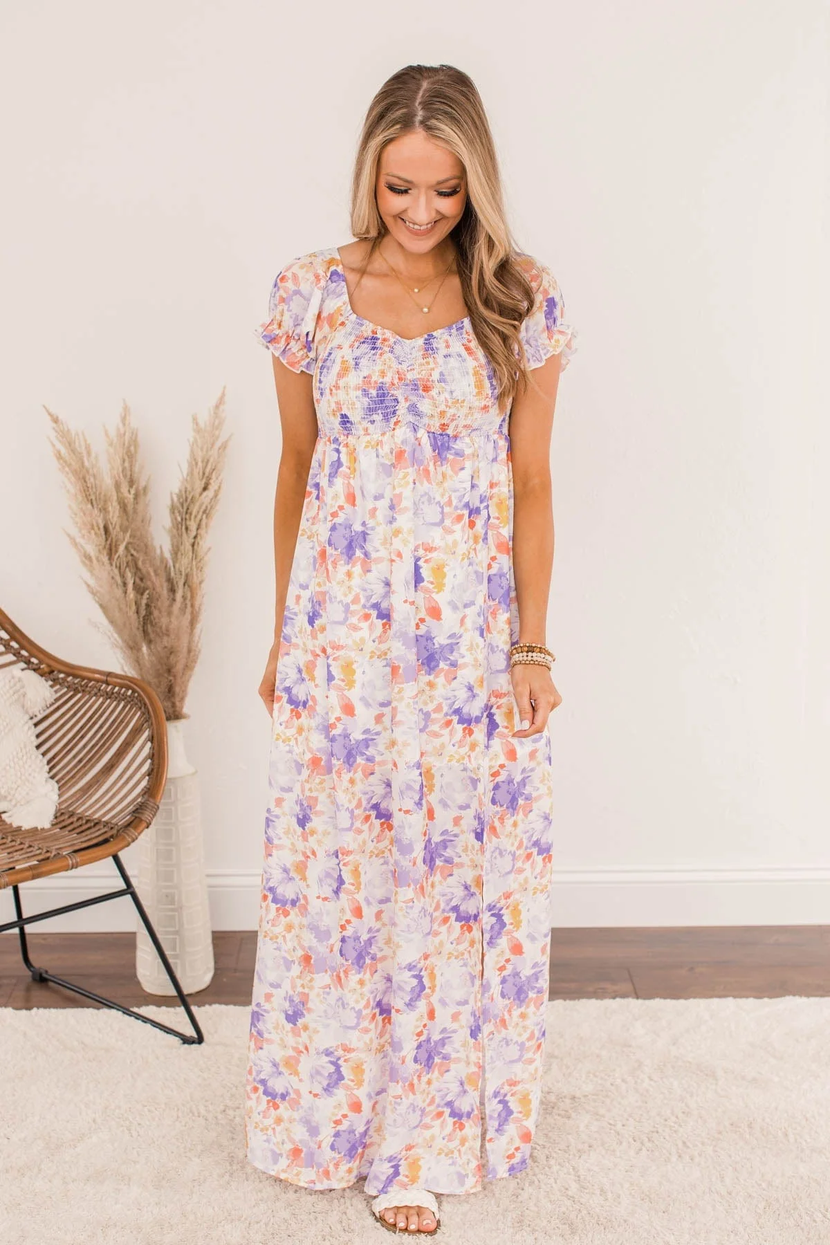 Clever Beauty Floral Maxi Dress- Lavender - Image 6