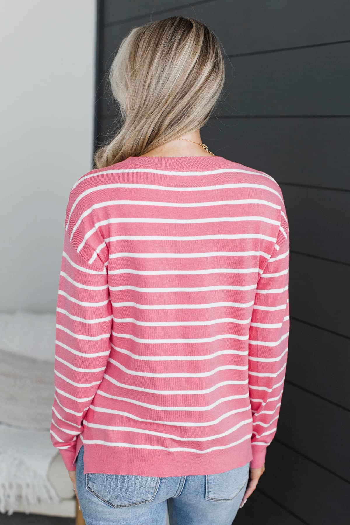 Close Connections Striped Knit Sweater- Pink - Image 7