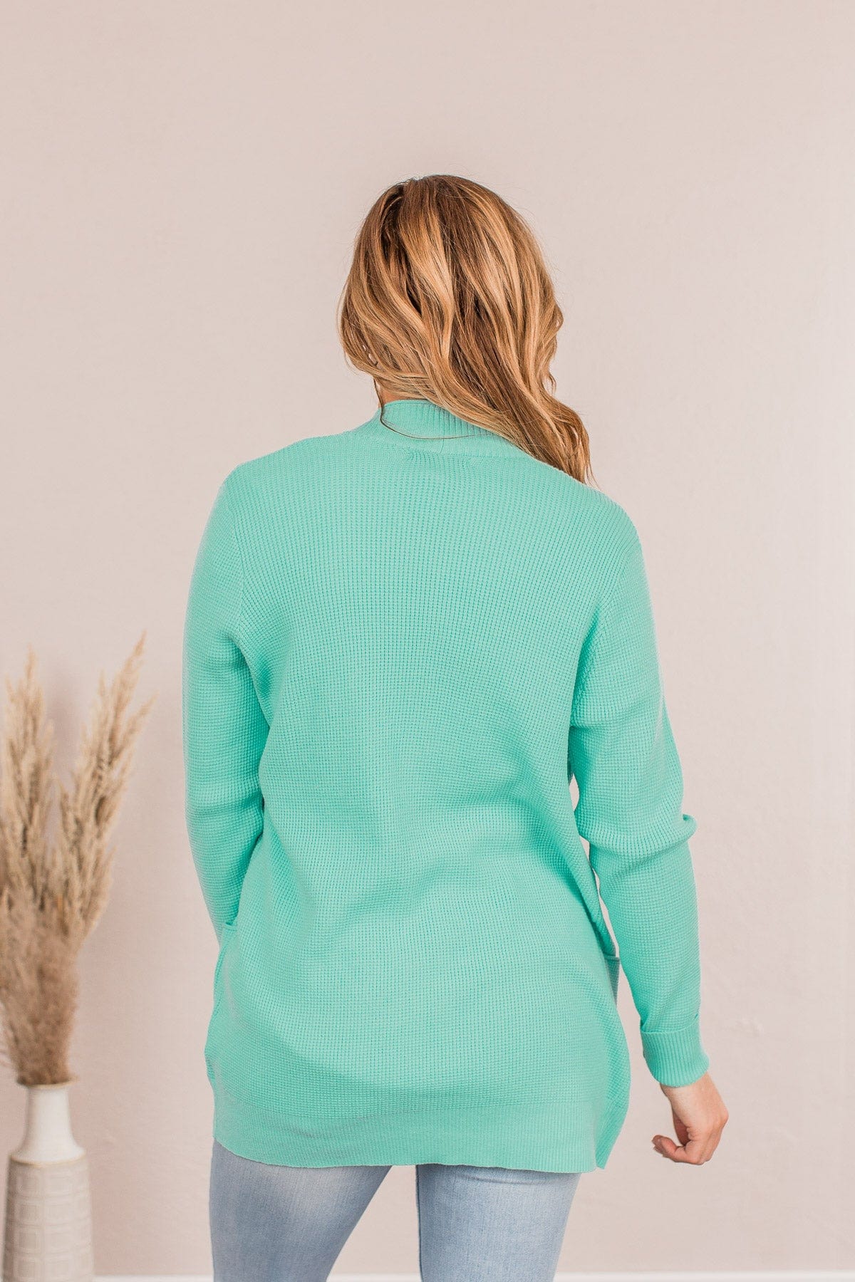 Cloud Nine Waffle Knit Cardigan- Mint - Image 7