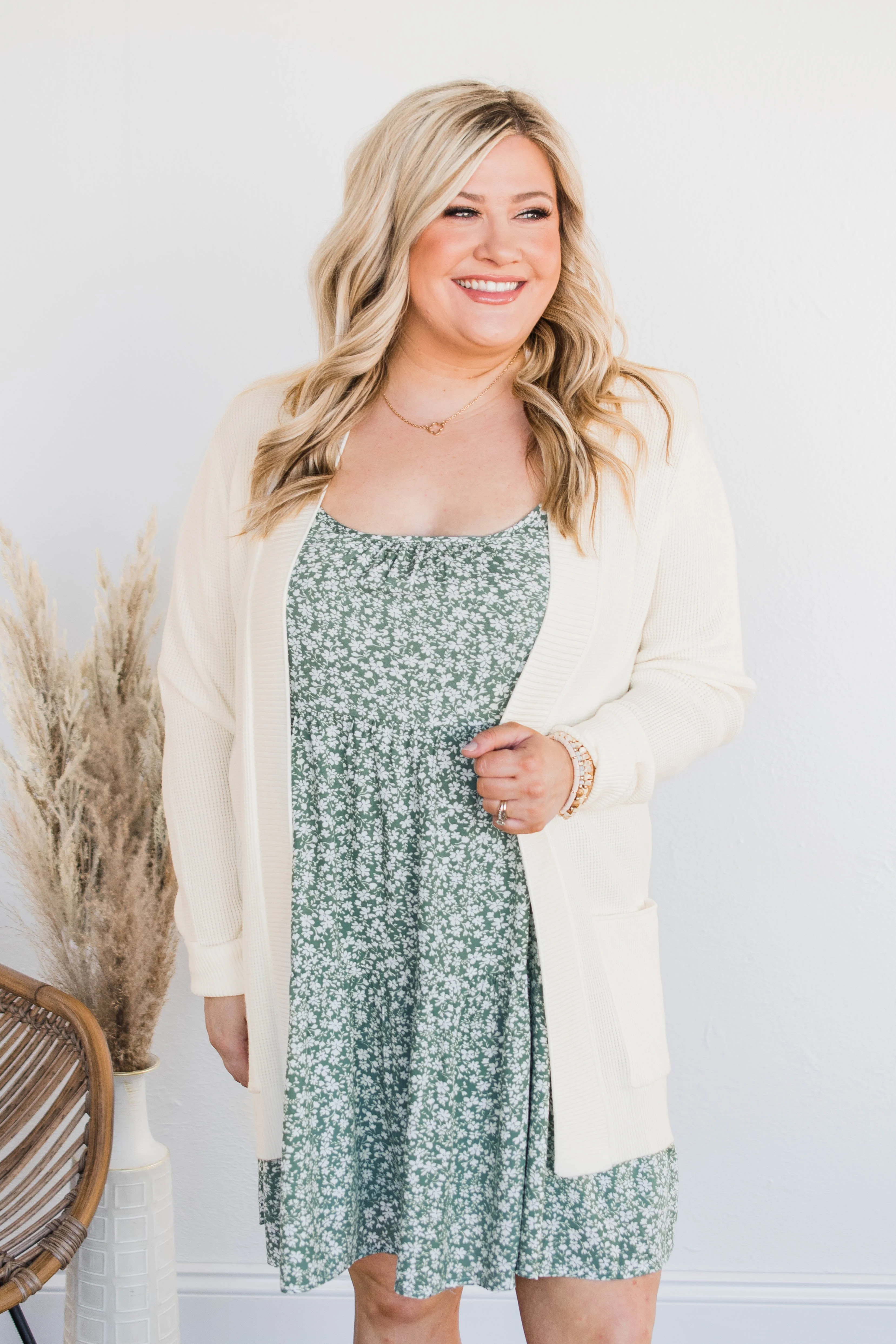 Cloud Nine Waffle Knit Cardigan- Off White - Image 2