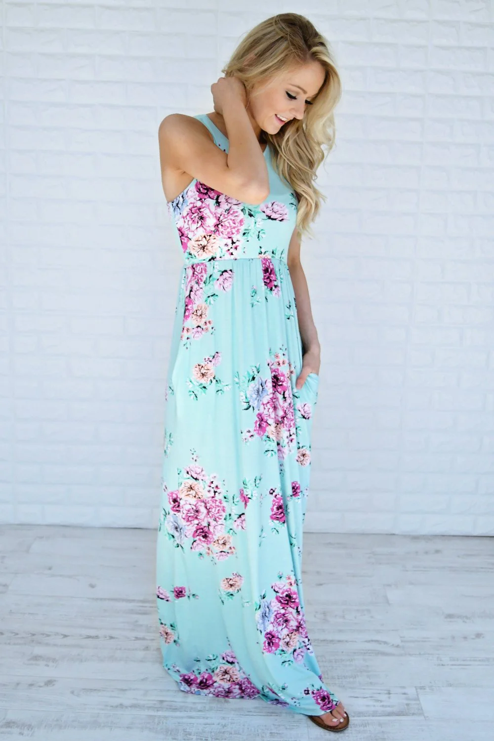 Clouds of Floral Maxi Dress ~ Mint - Image 2