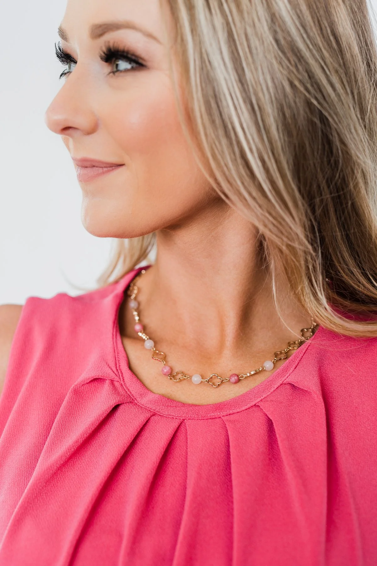 Clover Chain Necklace- Shades of Pink - Image 5