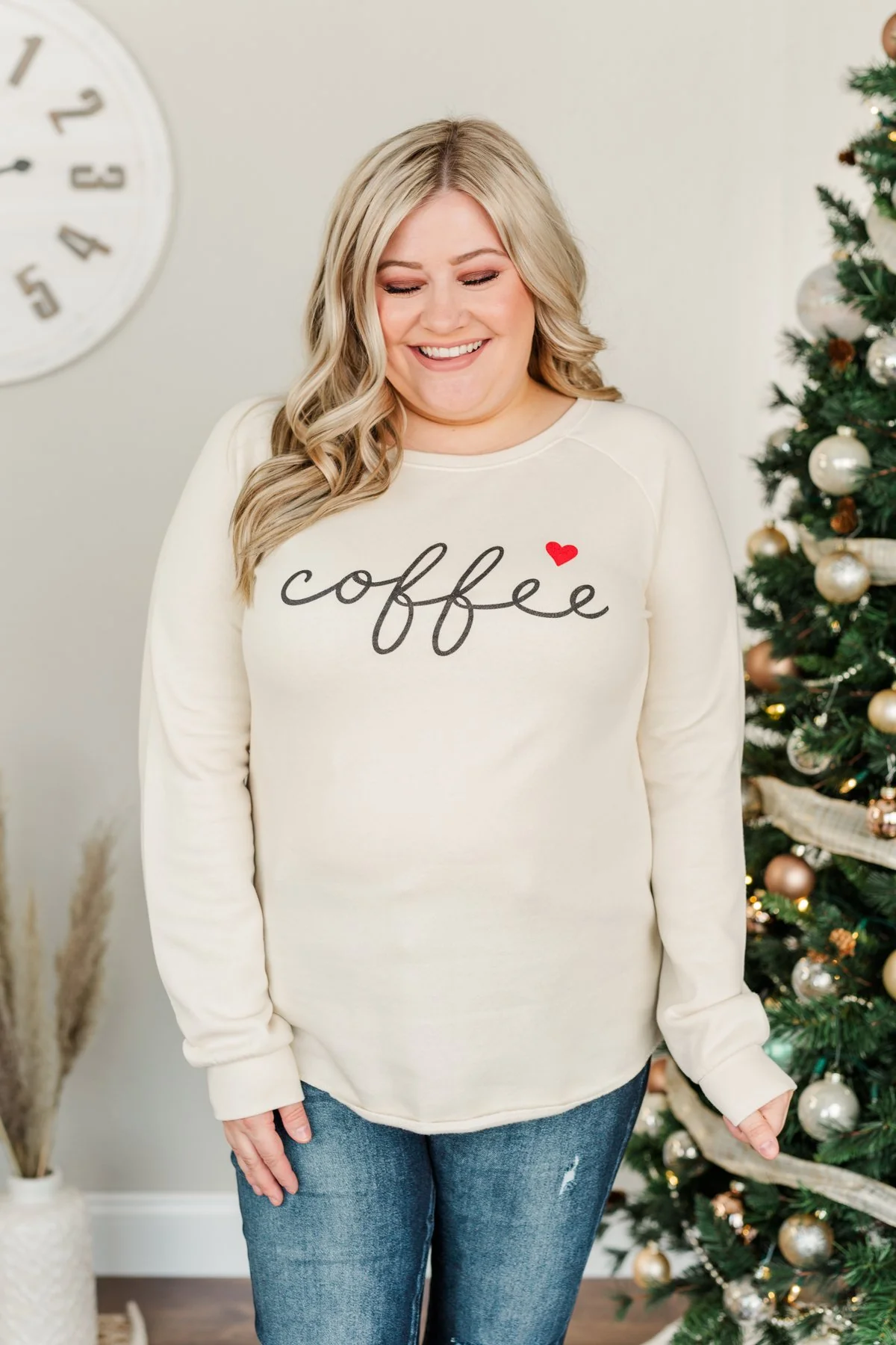 "Coffee" Graphic Pullover Top- Beige - Image 3