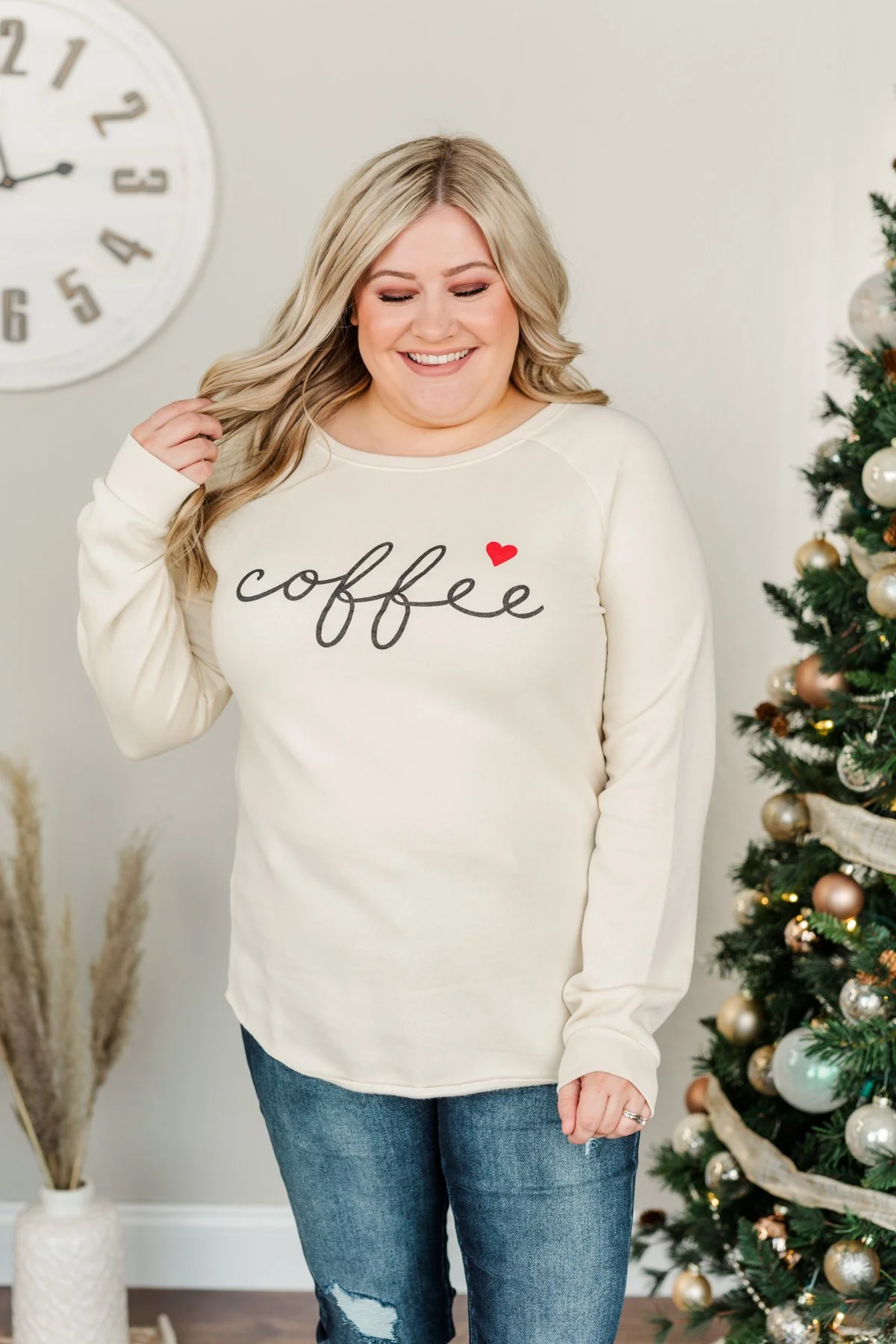 "Coffee" Graphic Pullover Top- Beige - Image 4