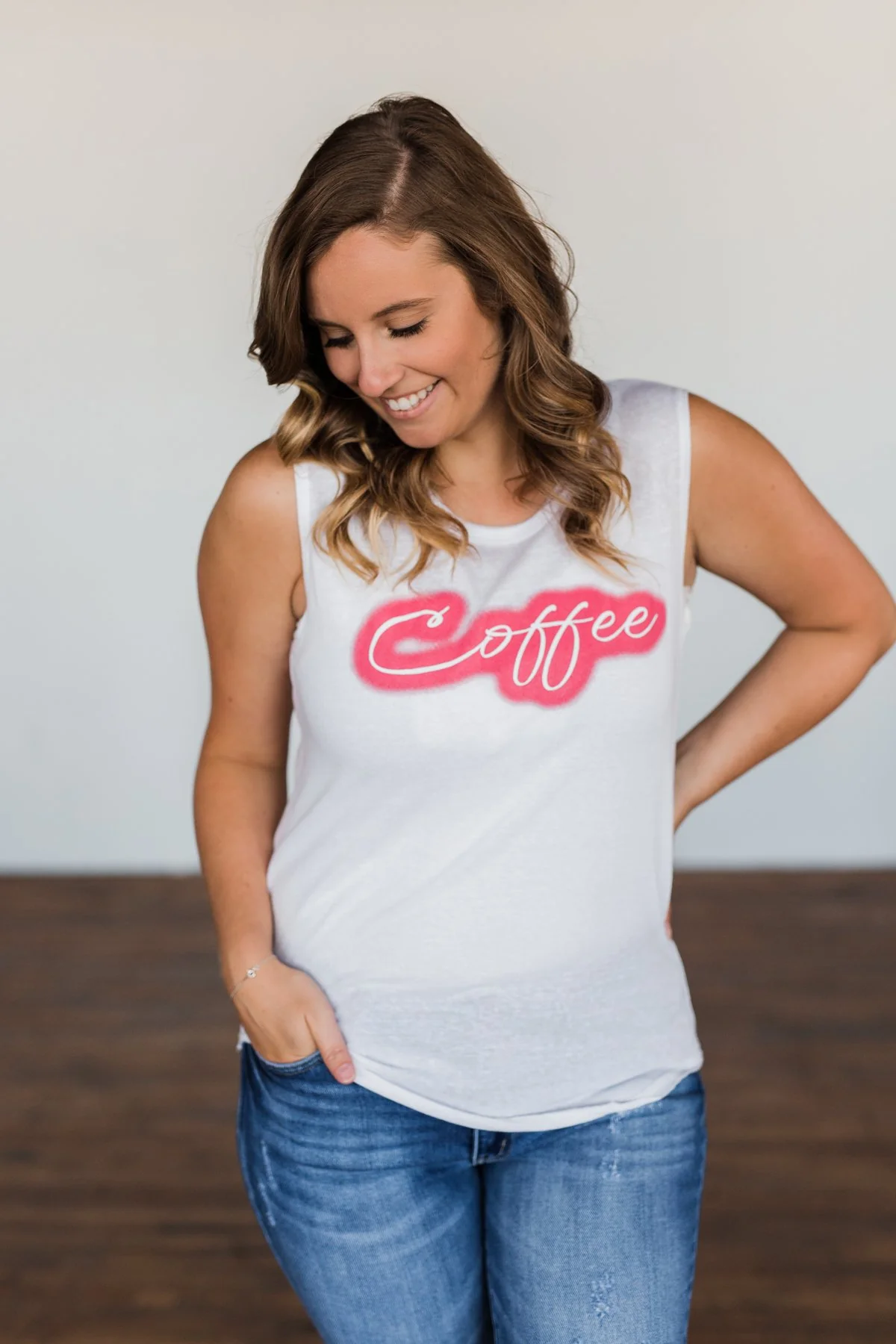 "Coffee" Graphic Tank Top- Off White - Image 7