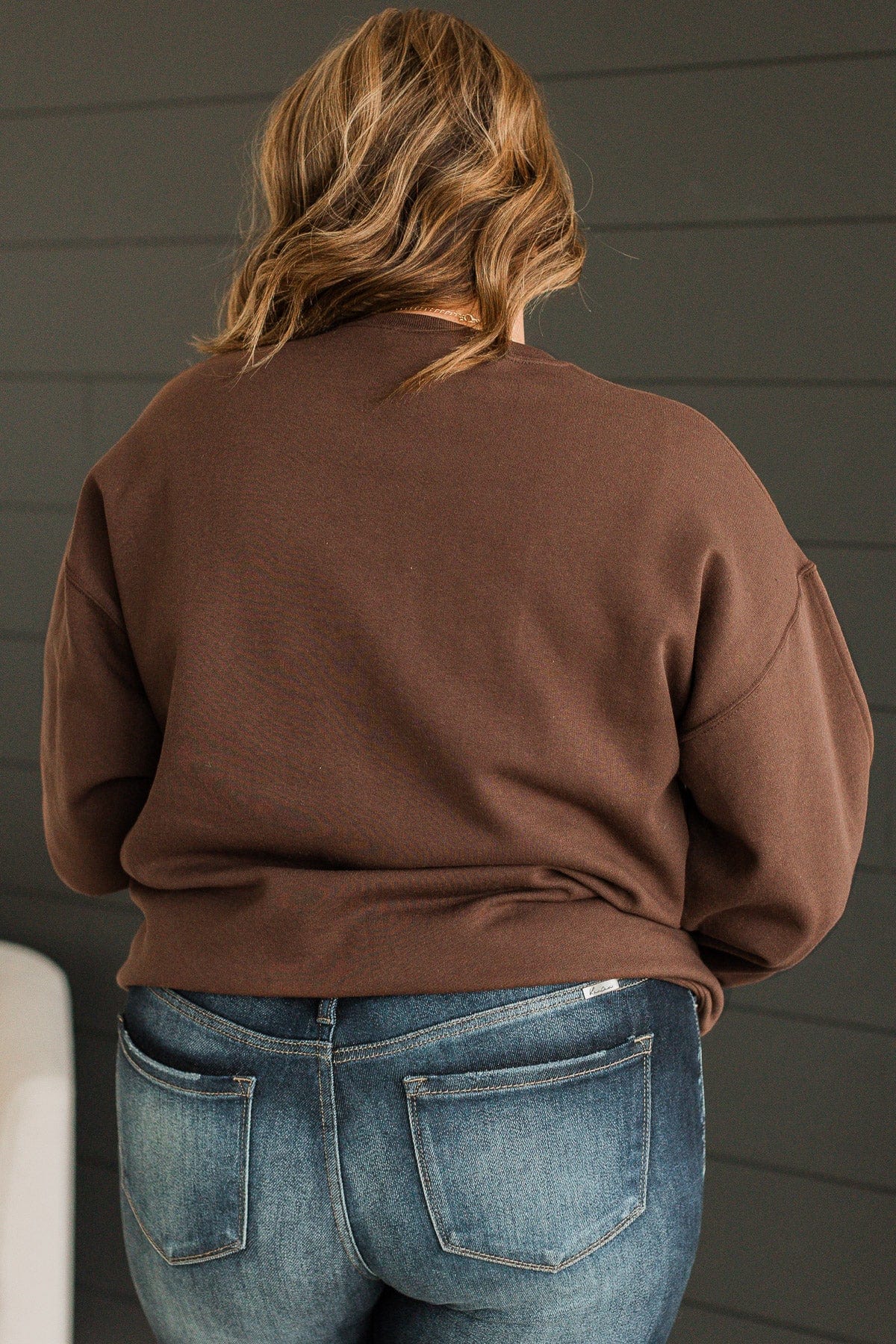 "Coffee Weather" Crew Neck Pullover- Dark Brown - Image 8
