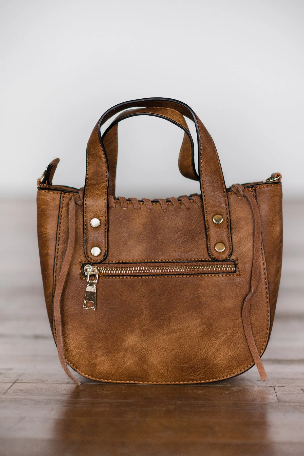 Cognac Studded & Fringe Purse - Image 7