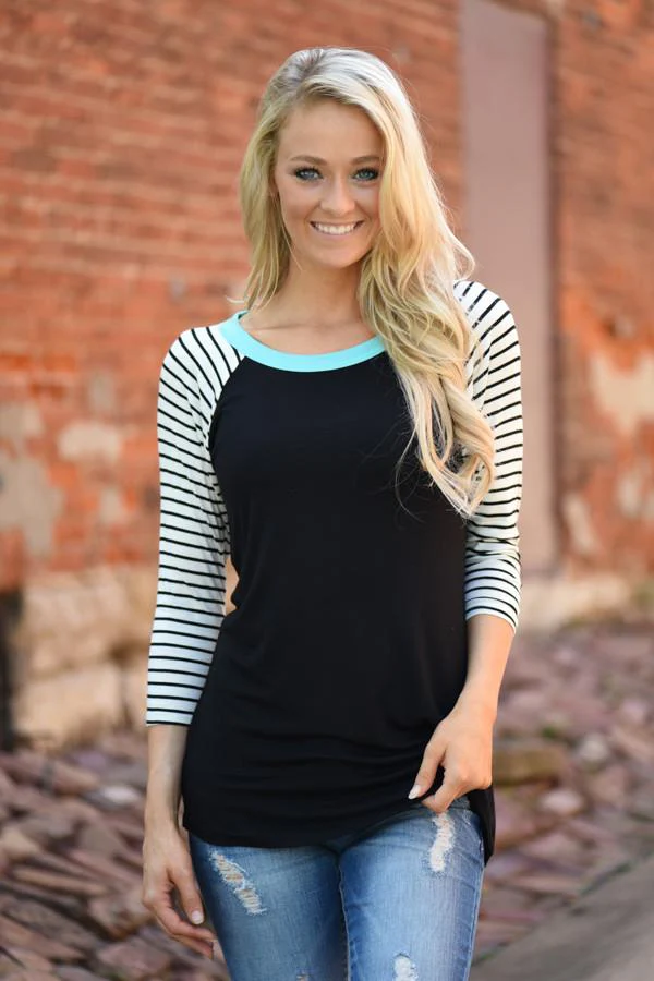 Collar Full of Color 3/4 Sleeve Top ~ Mint - Image 5