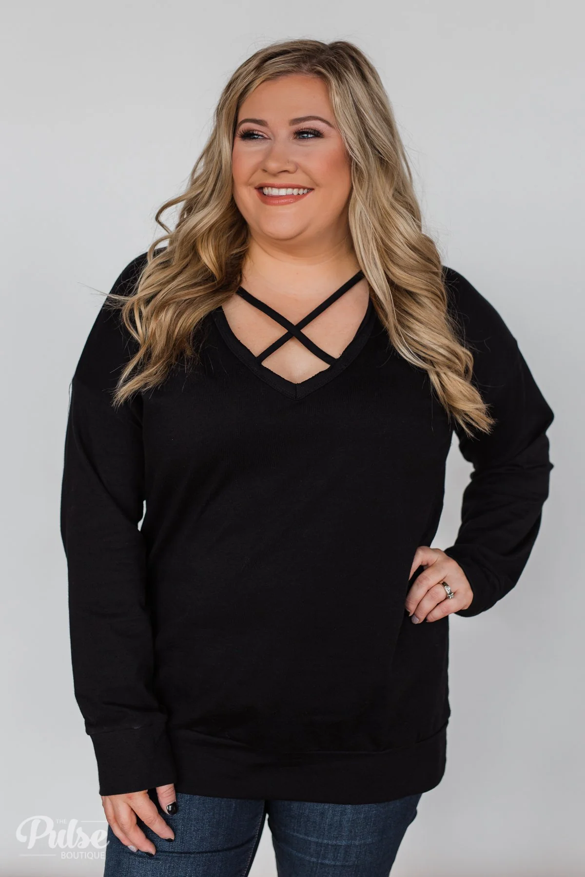 Color Pop Sweatshirt- Solid Black - Image 2
