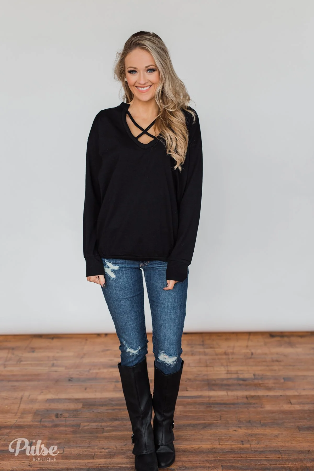 Color Pop Sweatshirt- Solid Black - Image 3