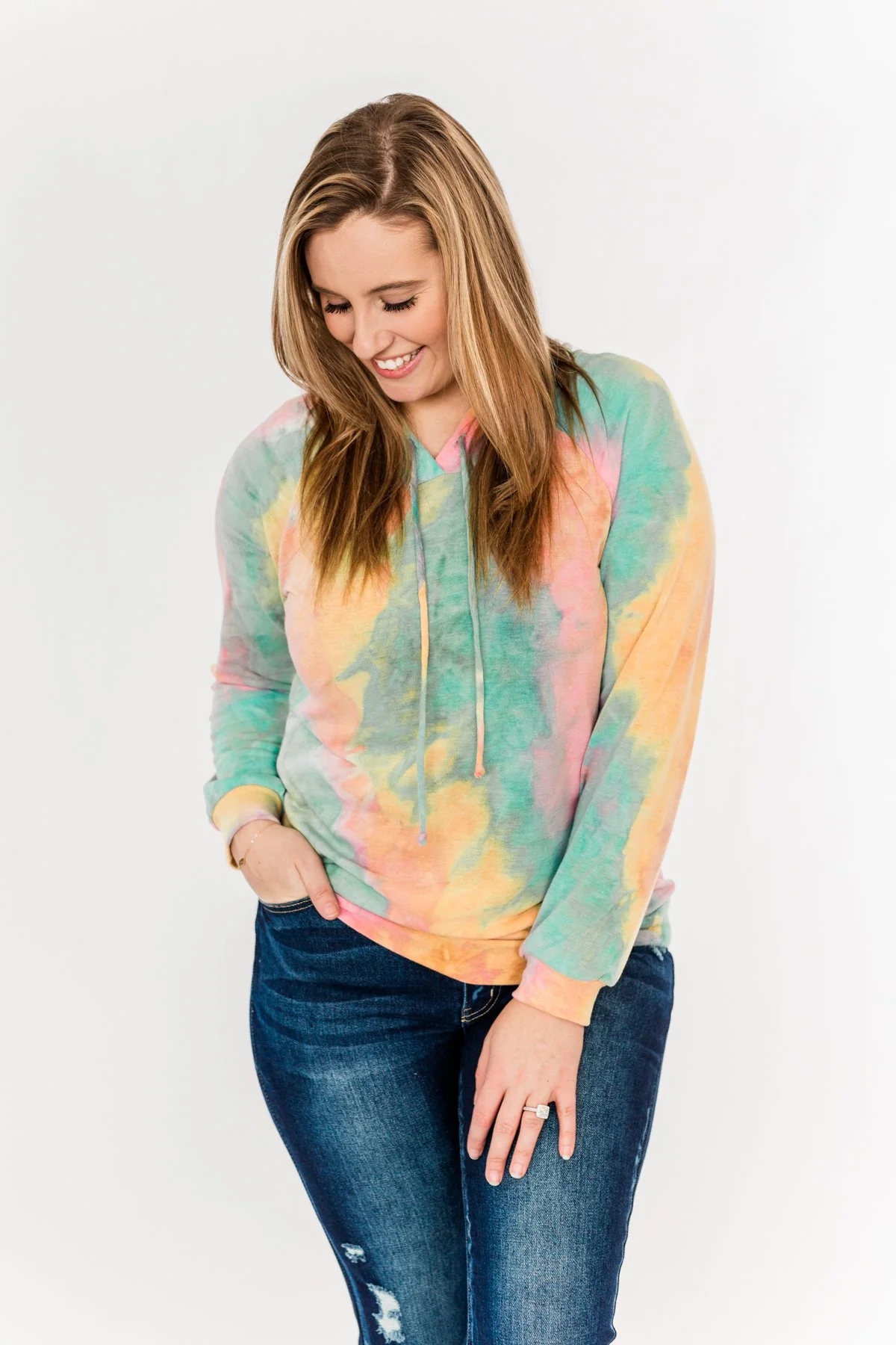 Colorful Mornings Drawstring Hoodie- Multi-Color - Image 6