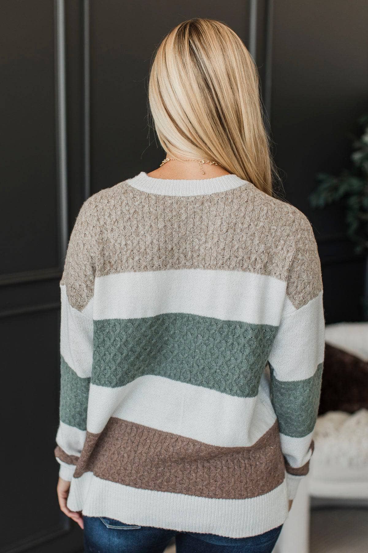 Come Back Knit Color Block Sweater- Ivory, Olive, & Mocha - Image 8