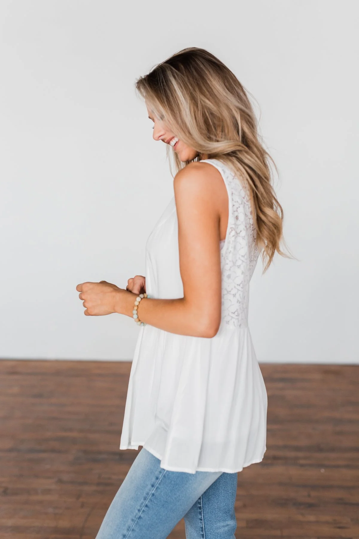 Come Back To Me Button Tank Top- Off White - Image 5