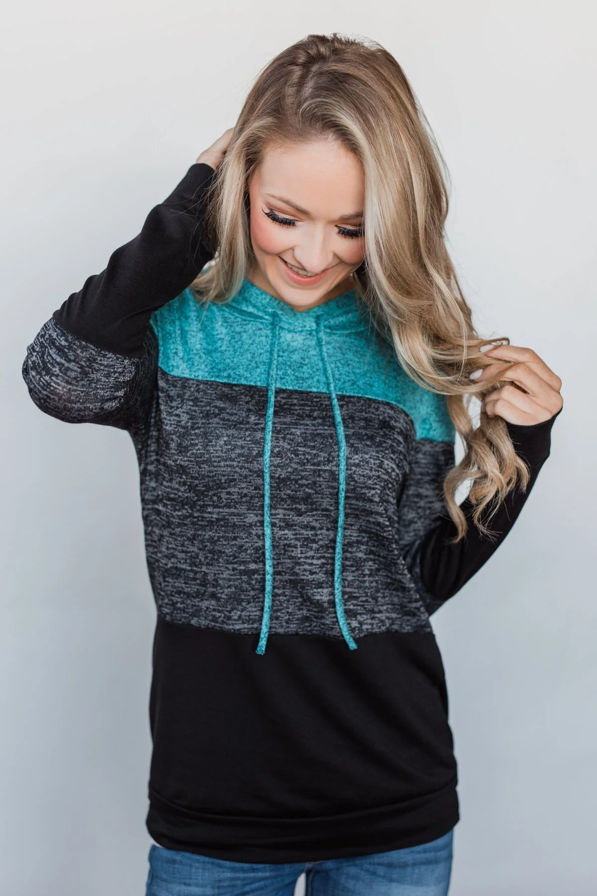 Come Together Color Block Hoodie - Blue & Black - Image 4