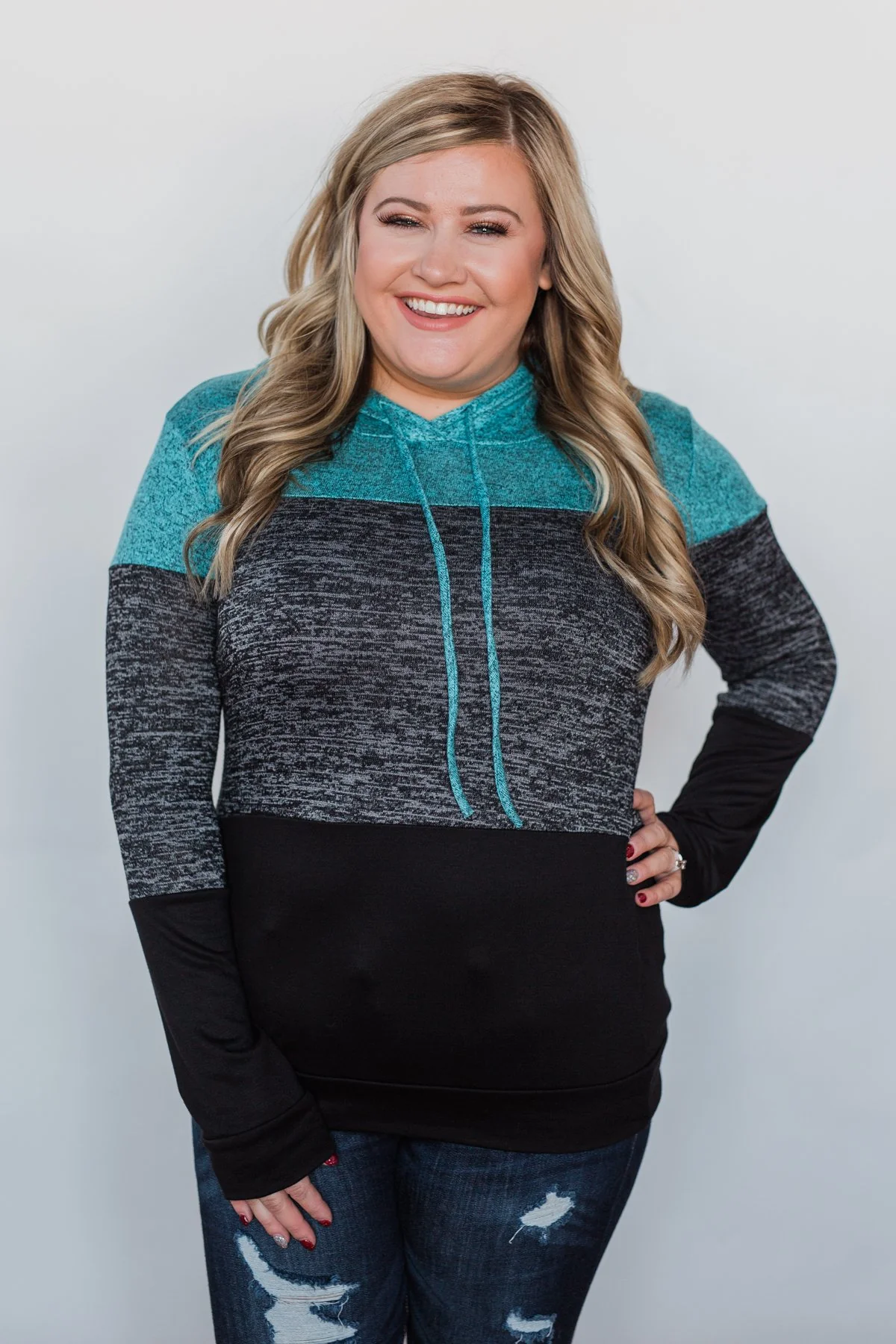 Come Together Color Block Hoodie - Blue & Black - Image 7