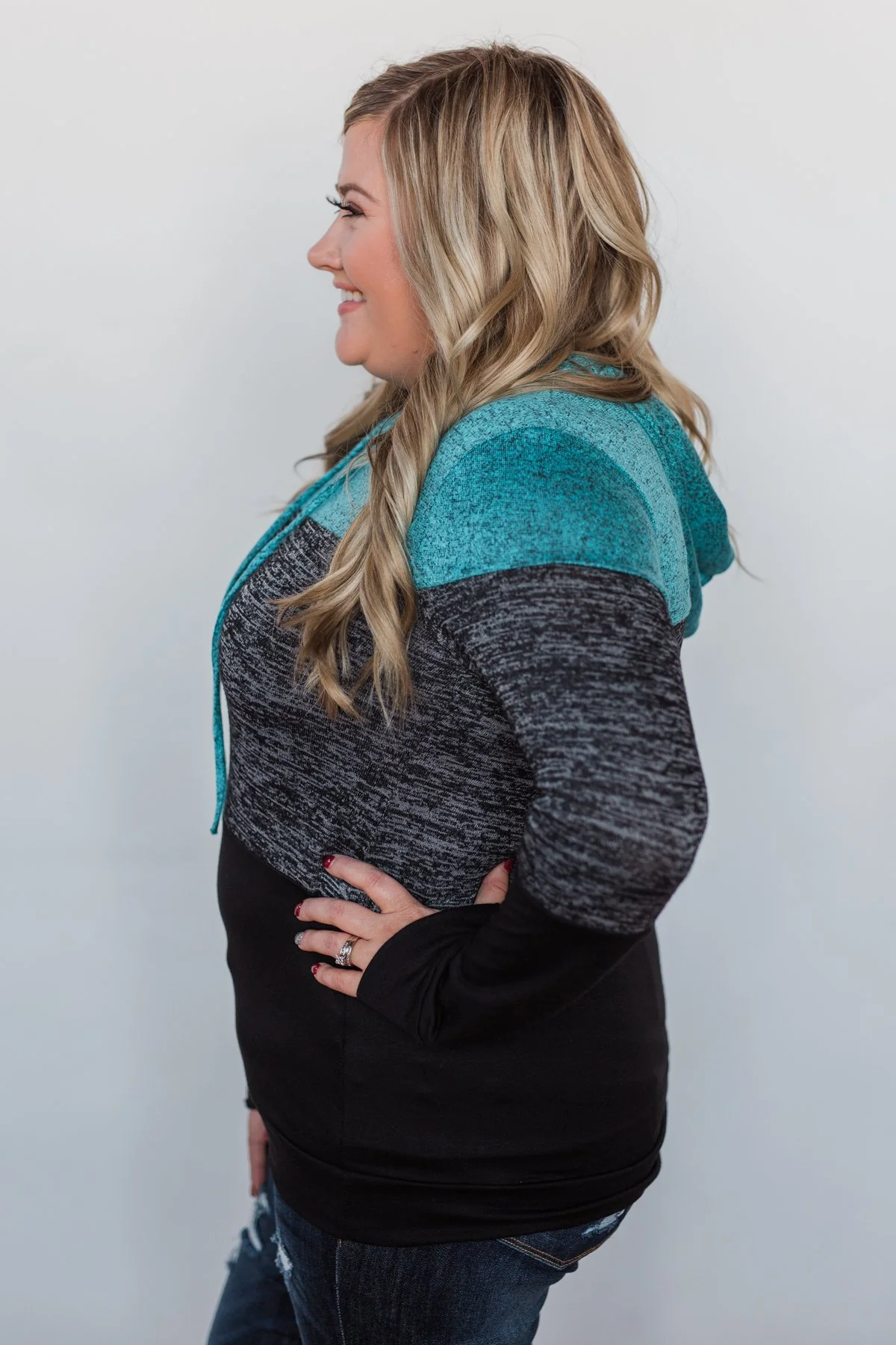 Come Together Color Block Hoodie - Blue & Black - Image 9