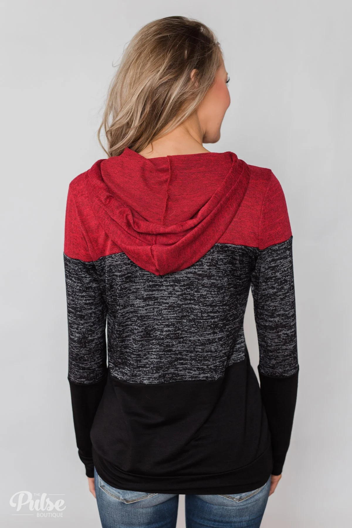 Come Together Color Block Hoodie - Red & Black - Image 15