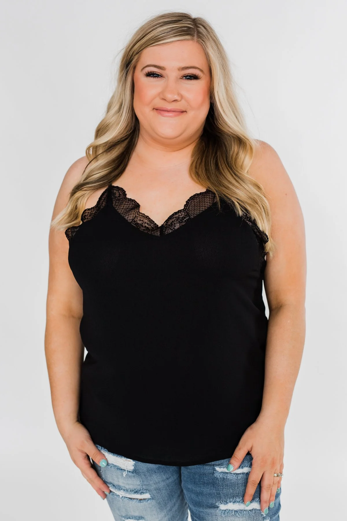 Comes Naturally Lace Racerback Cami- Black