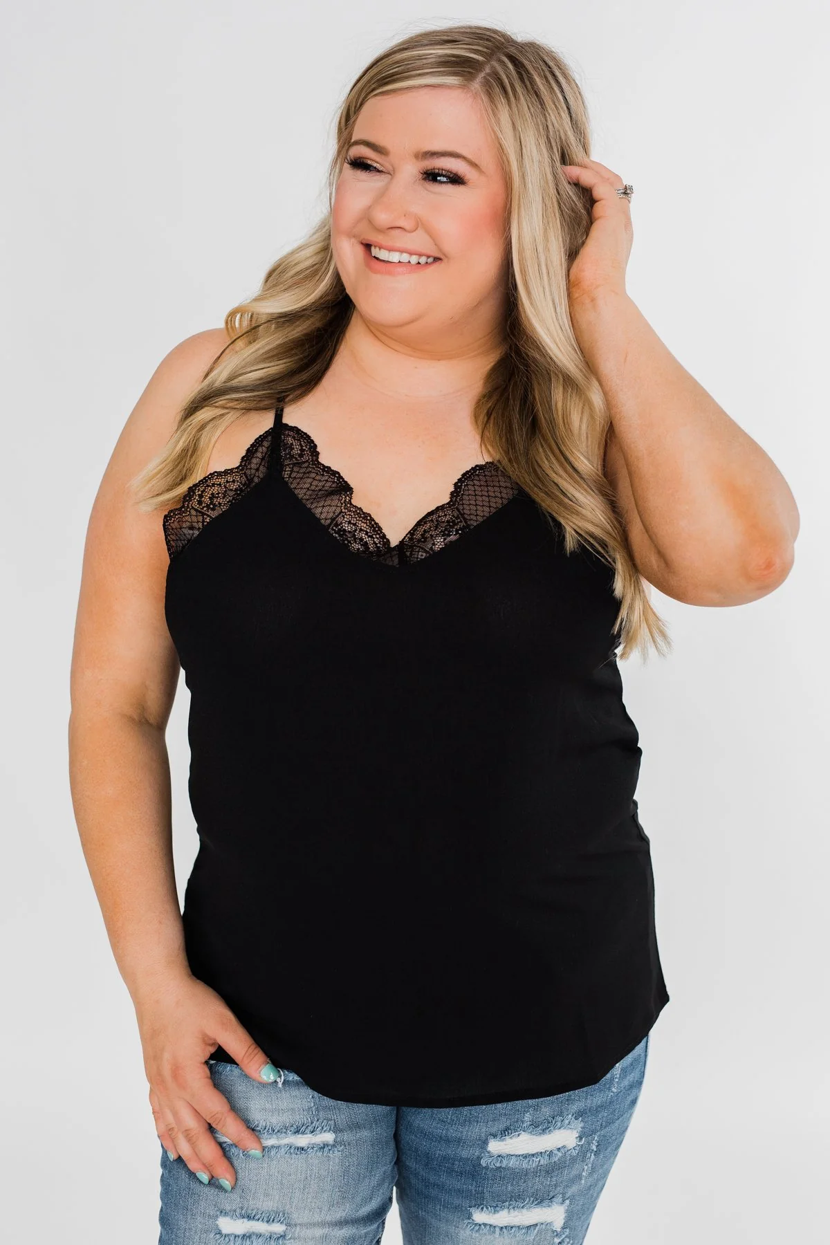 Comes Naturally Lace Racerback Cami- Black - Image 5