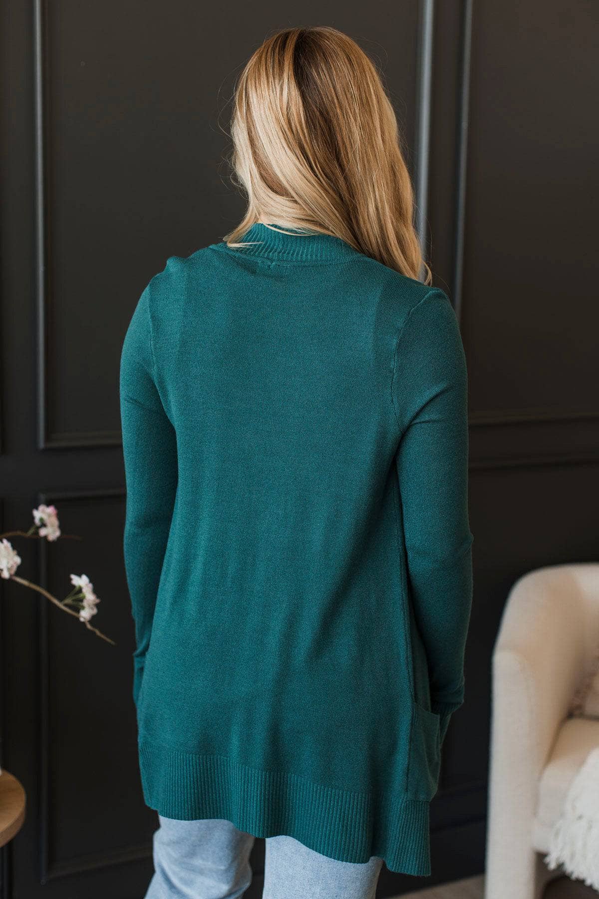 Comfortable With Myself Knit Cardigan- Dark Jade - Image 7