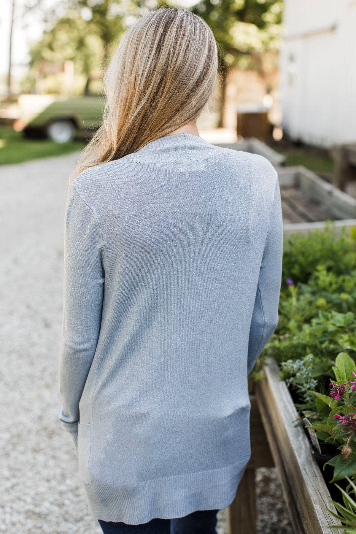 Comfortable With Myself Knit Cardigan- Dusty Blue - Image 10