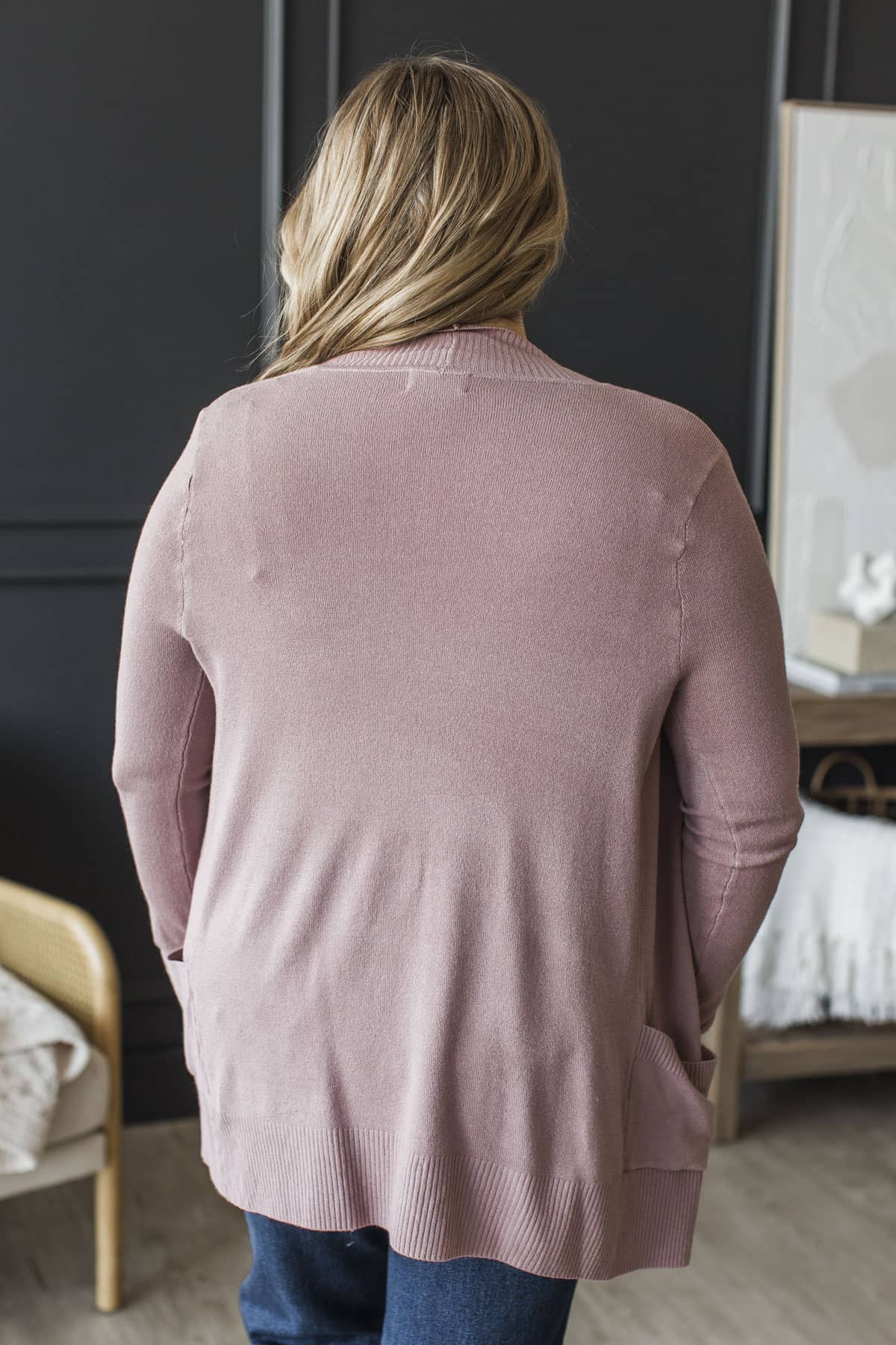 Comfortable With Myself Knit Cardigan- Dusty Lilac - Image 7