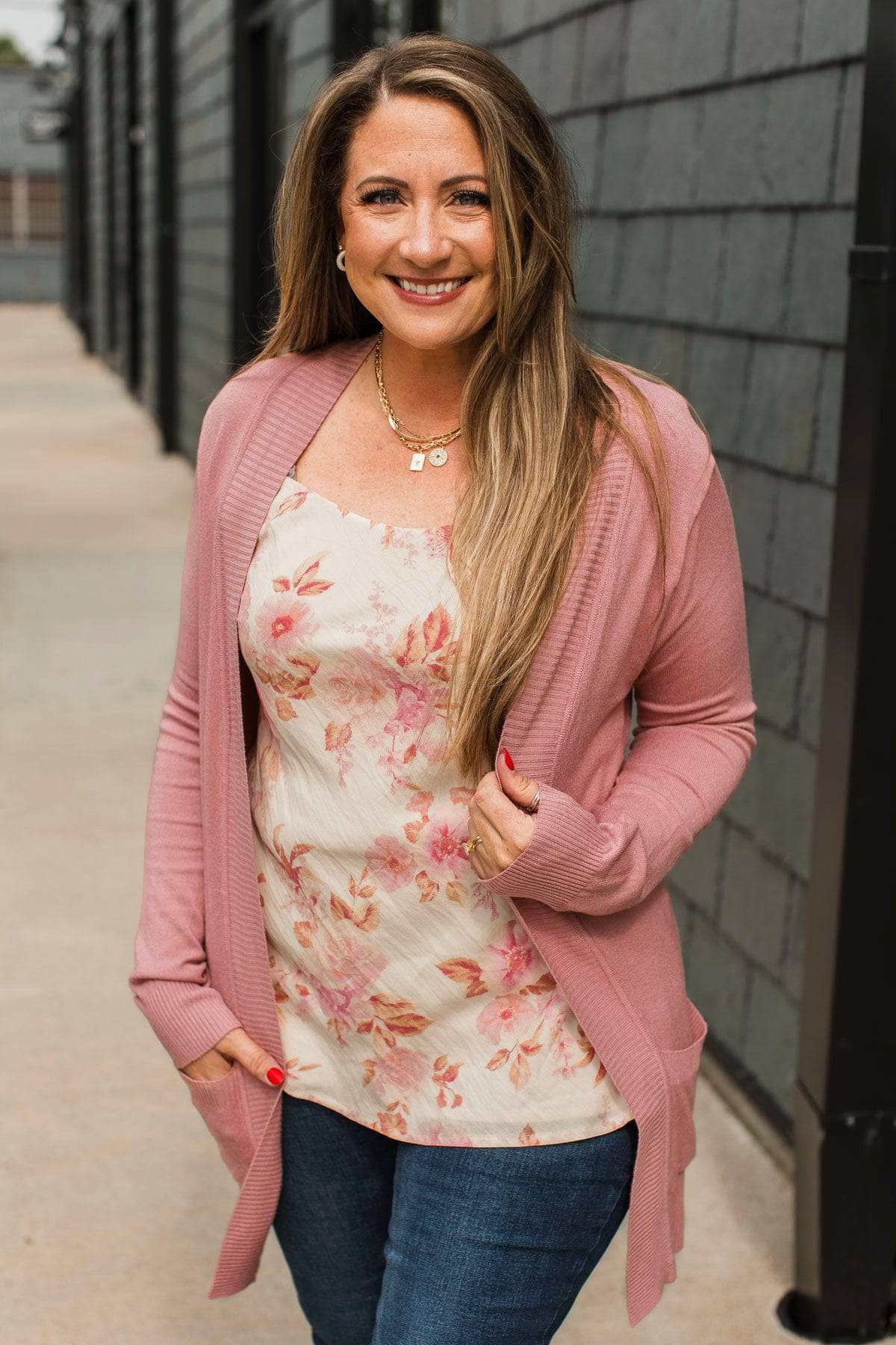 Comfortable With Myself Knit Cardigan- Dusty Pink - Image 4