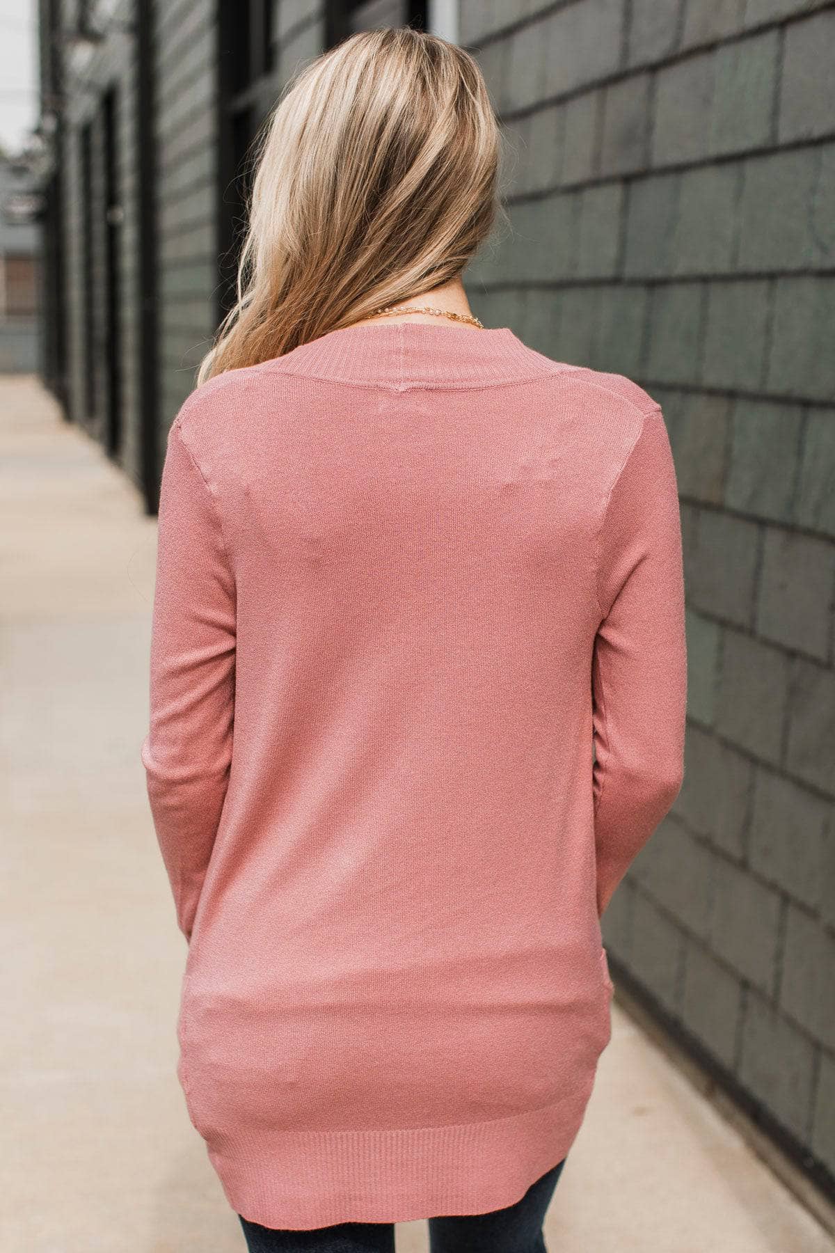 Comfortable With Myself Knit Cardigan- Dusty Pink - Image 7