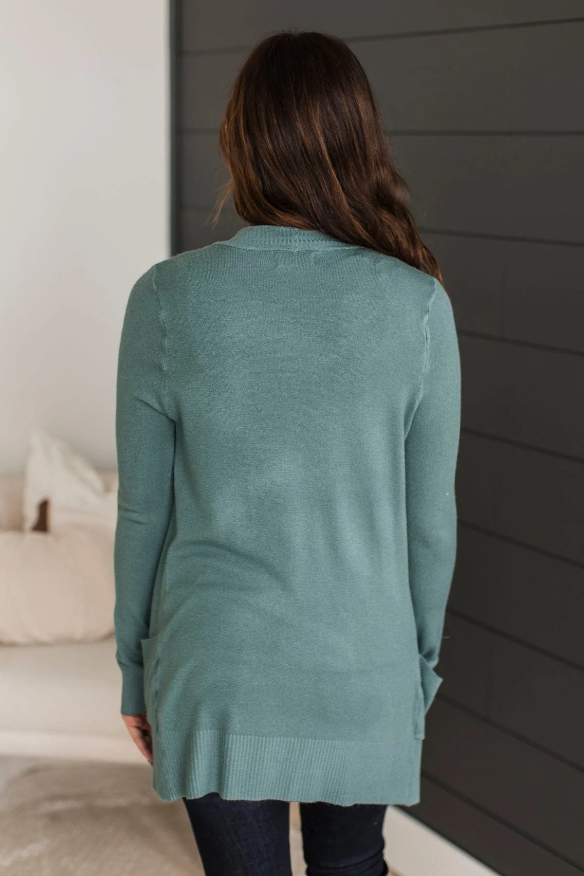 Comfortable With Myself Knit Cardigan- Dusty Teal - Image 7