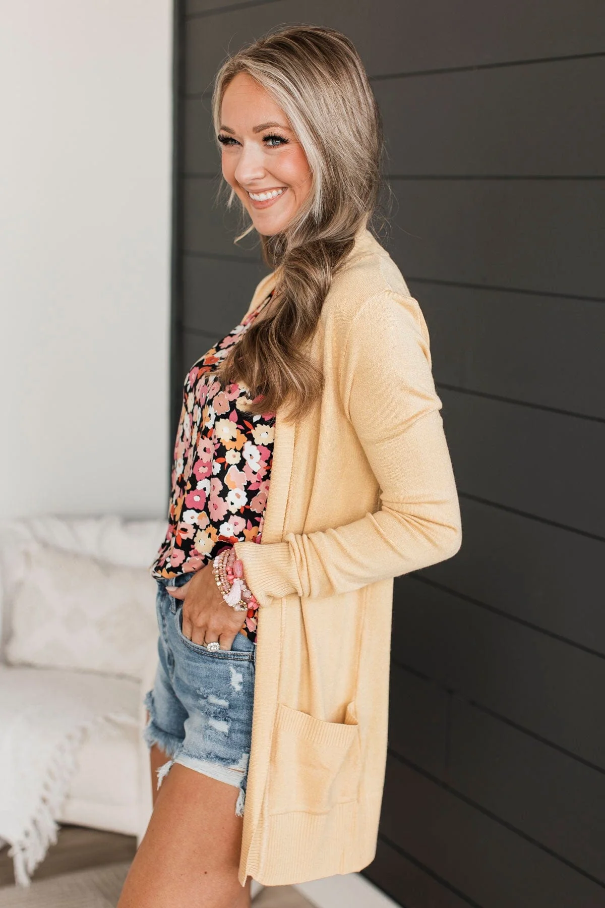 Comfortable With Myself Knit Cardigan- Dusty Yellow - Image 5