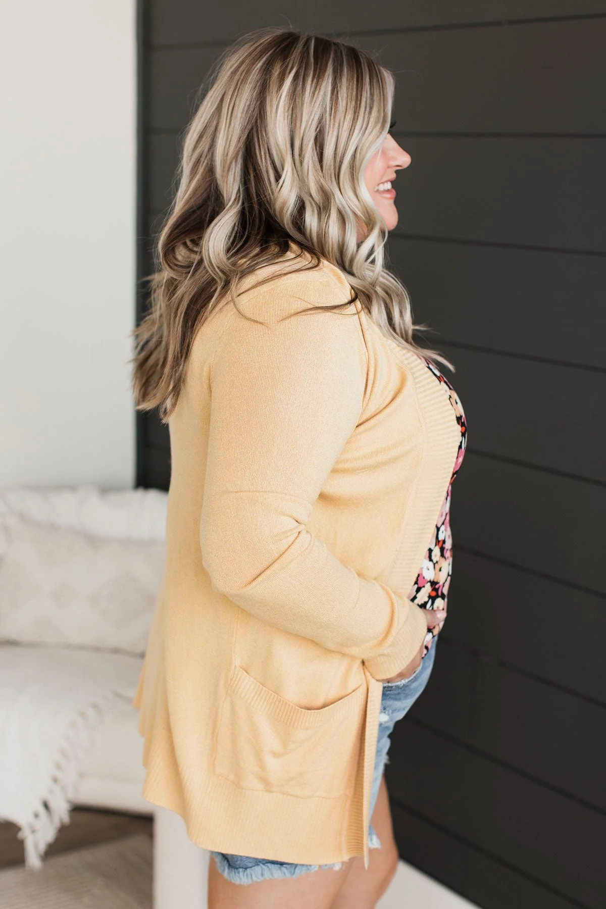 Comfortable With Myself Knit Cardigan- Dusty Yellow - Image 6