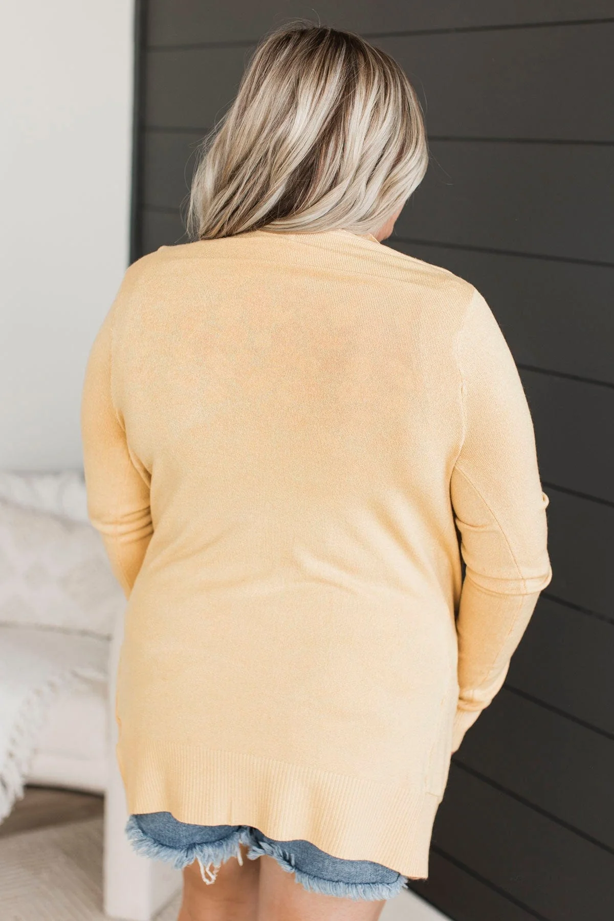Comfortable With Myself Knit Cardigan- Dusty Yellow - Image 8