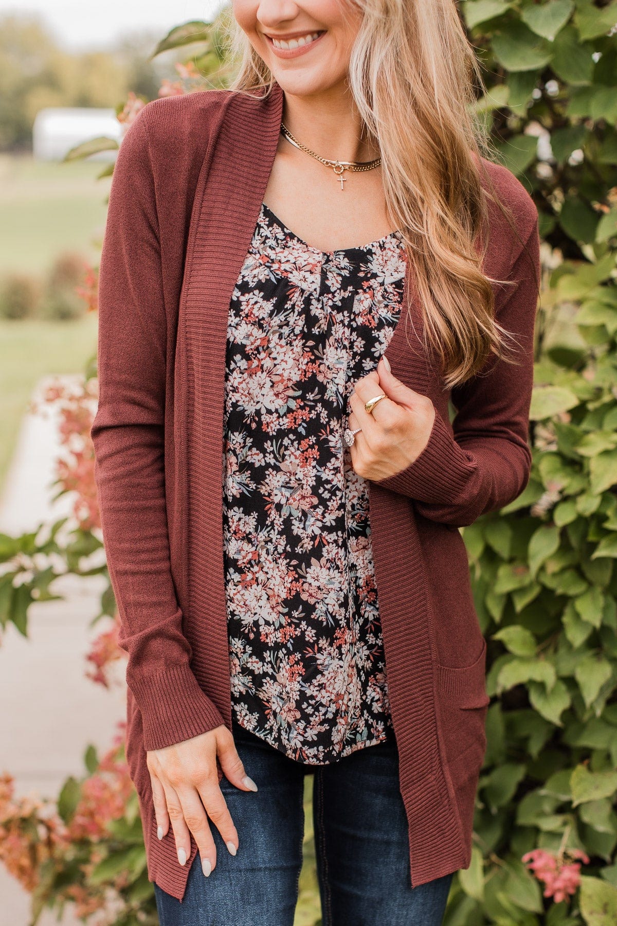 Comfortable With Myself Knit Cardigan- Maple Brown