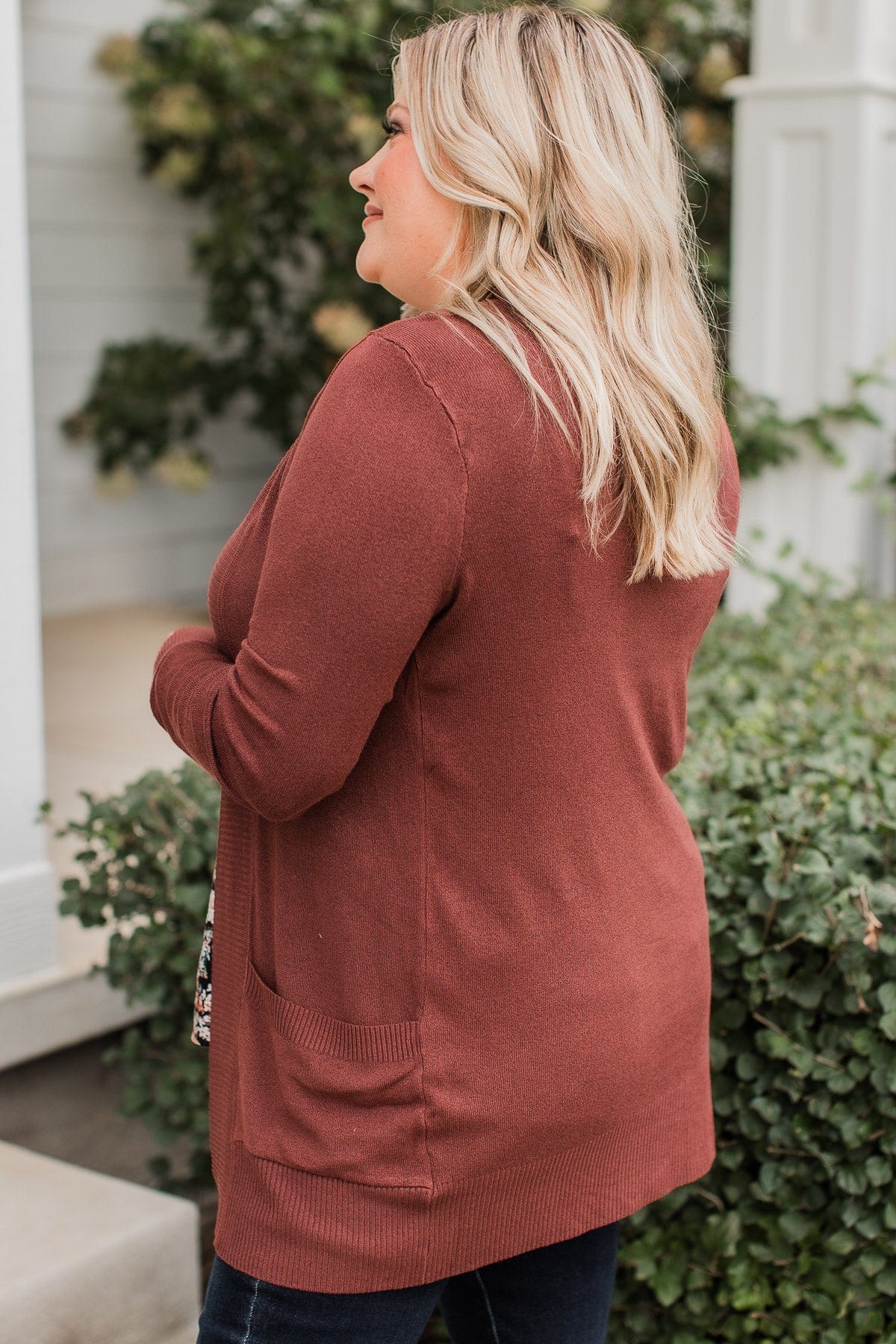 Comfortable With Myself Knit Cardigan- Maple Brown - Image 6