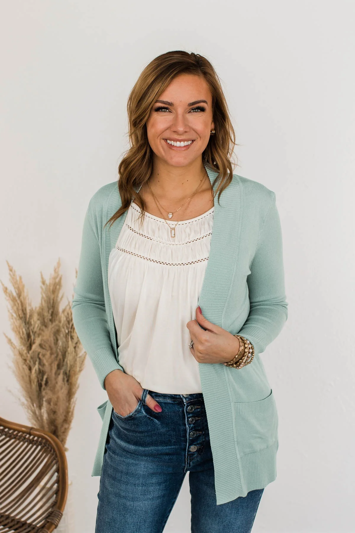 Comfortable With Myself Knit Cardigan- Mint - Image 5