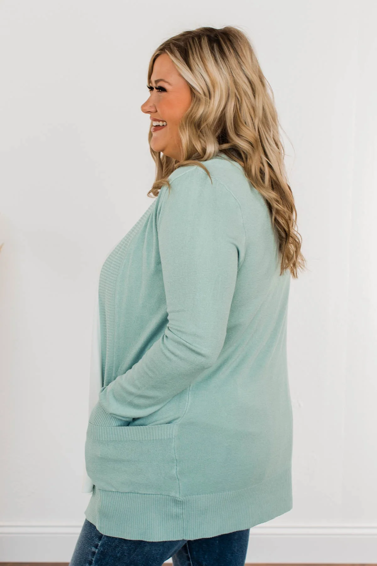 Comfortable With Myself Knit Cardigan- Mint - Image 6