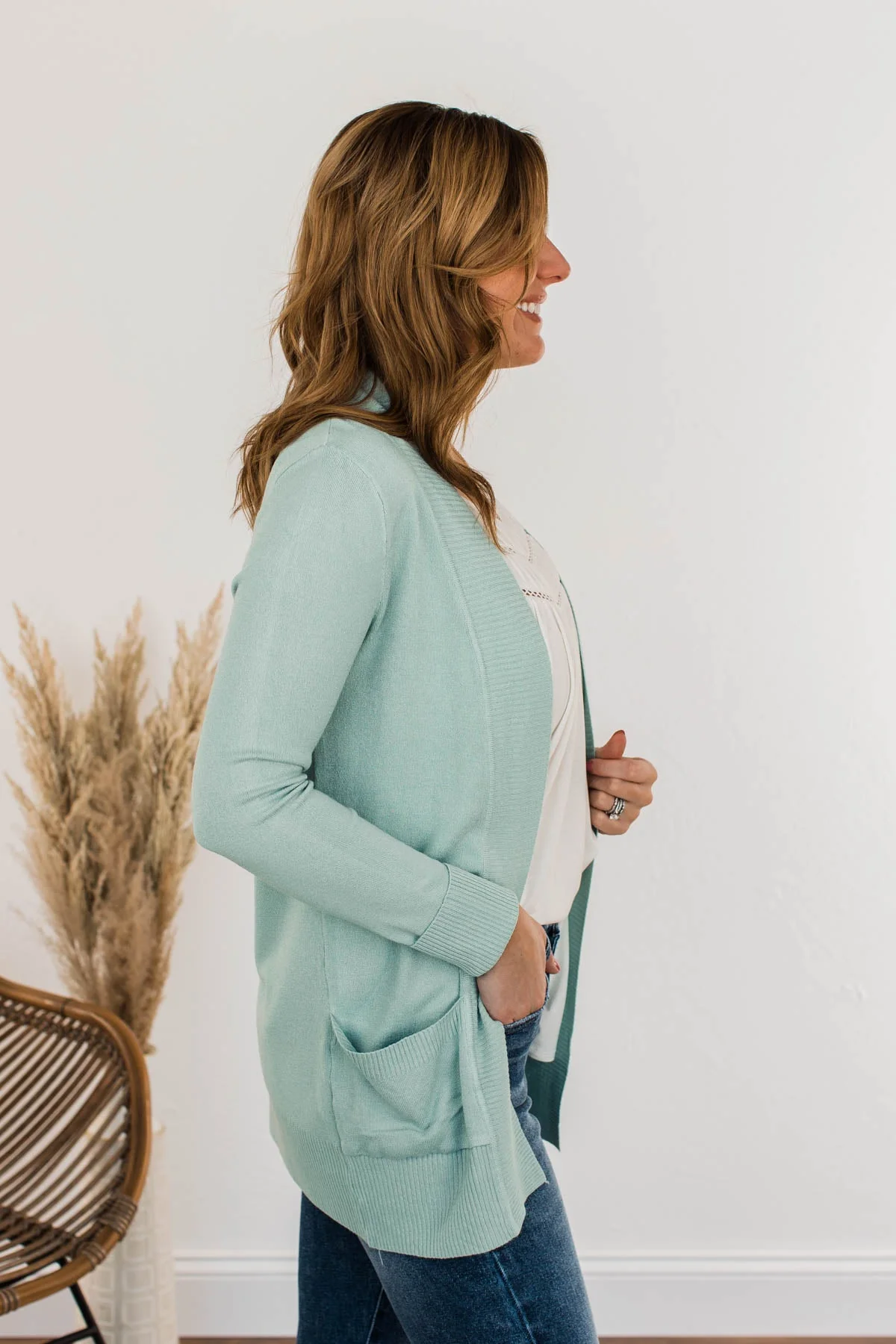 Comfortable With Myself Knit Cardigan- Mint - Image 8
