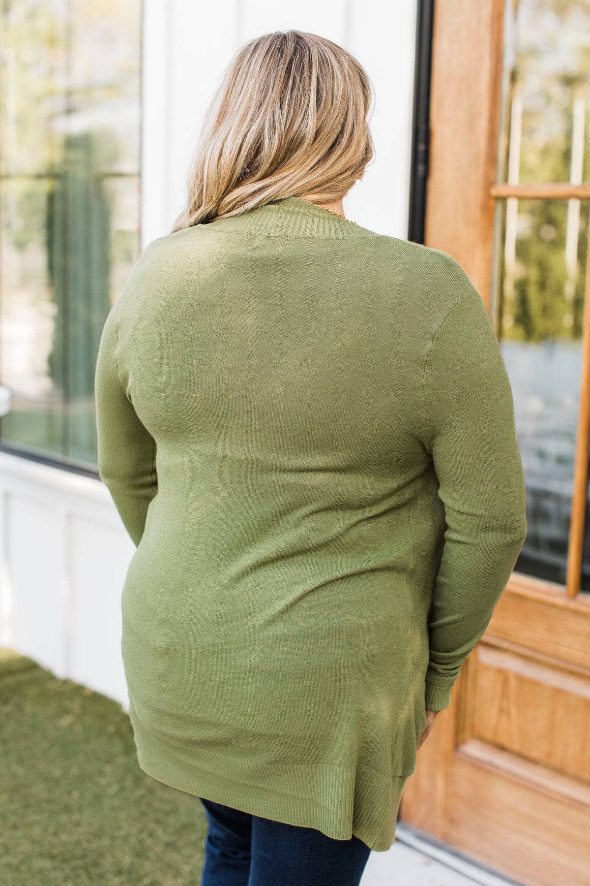 Comfortable With Myself Knit Cardigan- Moss Green - Image 8