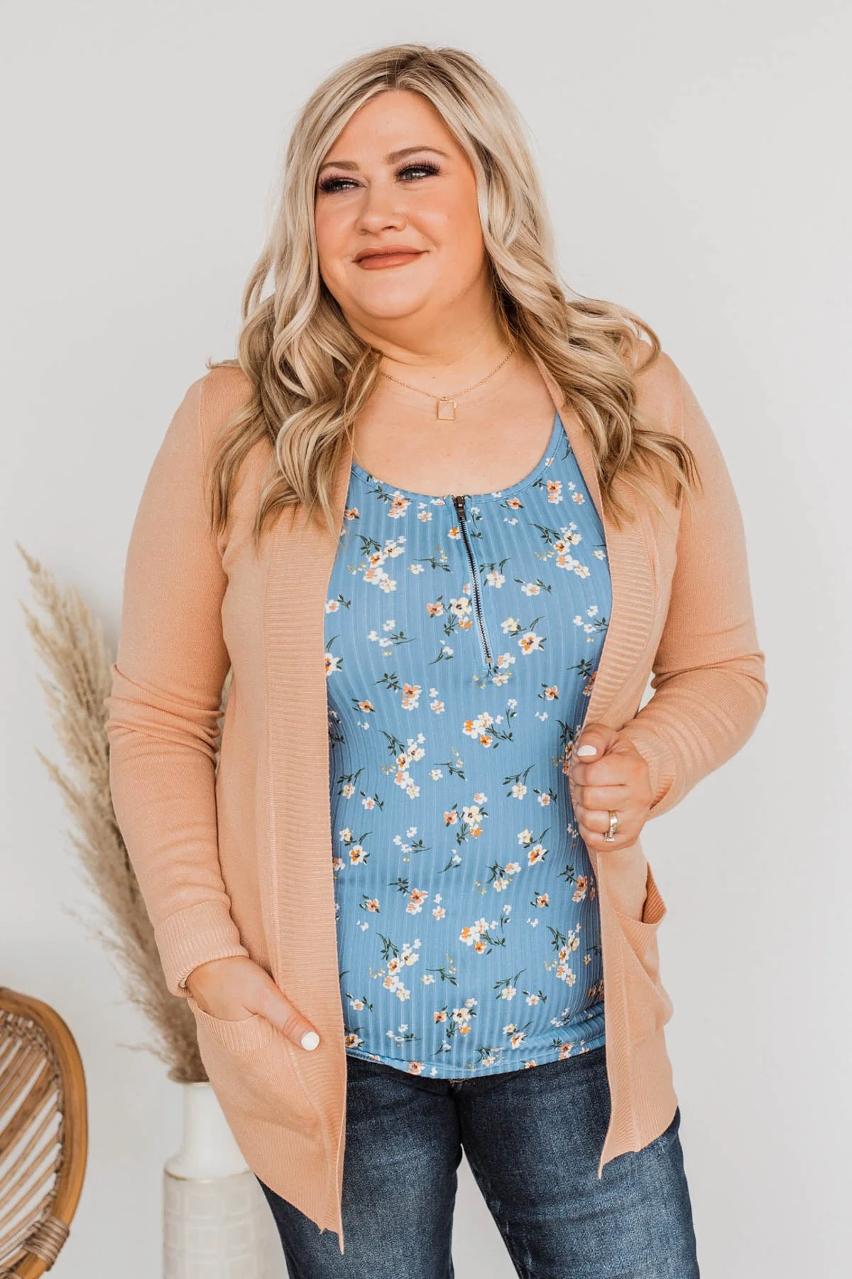 Comfortable With Myself Knit Cardigan- Light Papaya - Image 2