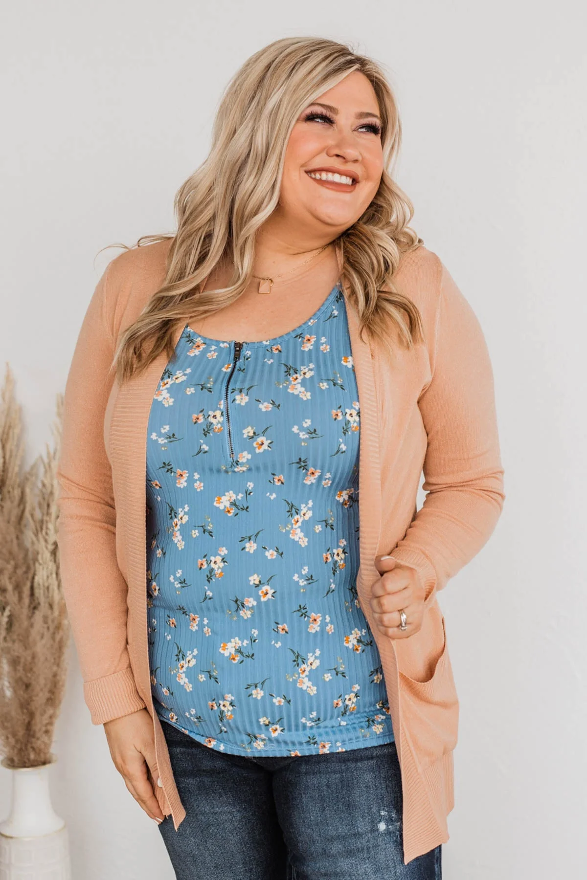 Comfortable With Myself Knit Cardigan- Light Papaya - Image 4