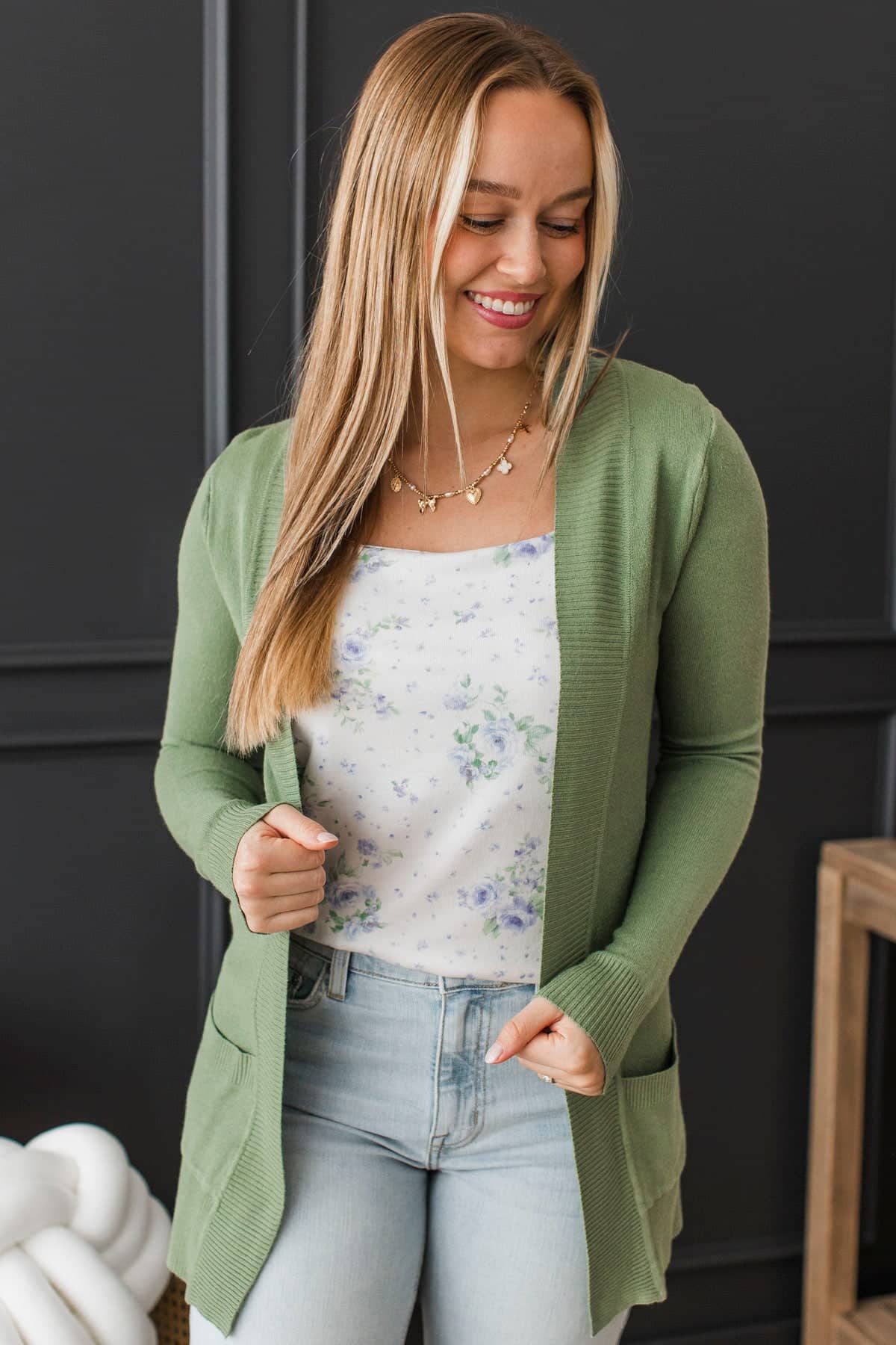 Comfortable With Myself Knit Cardigan- Pine - Image 5