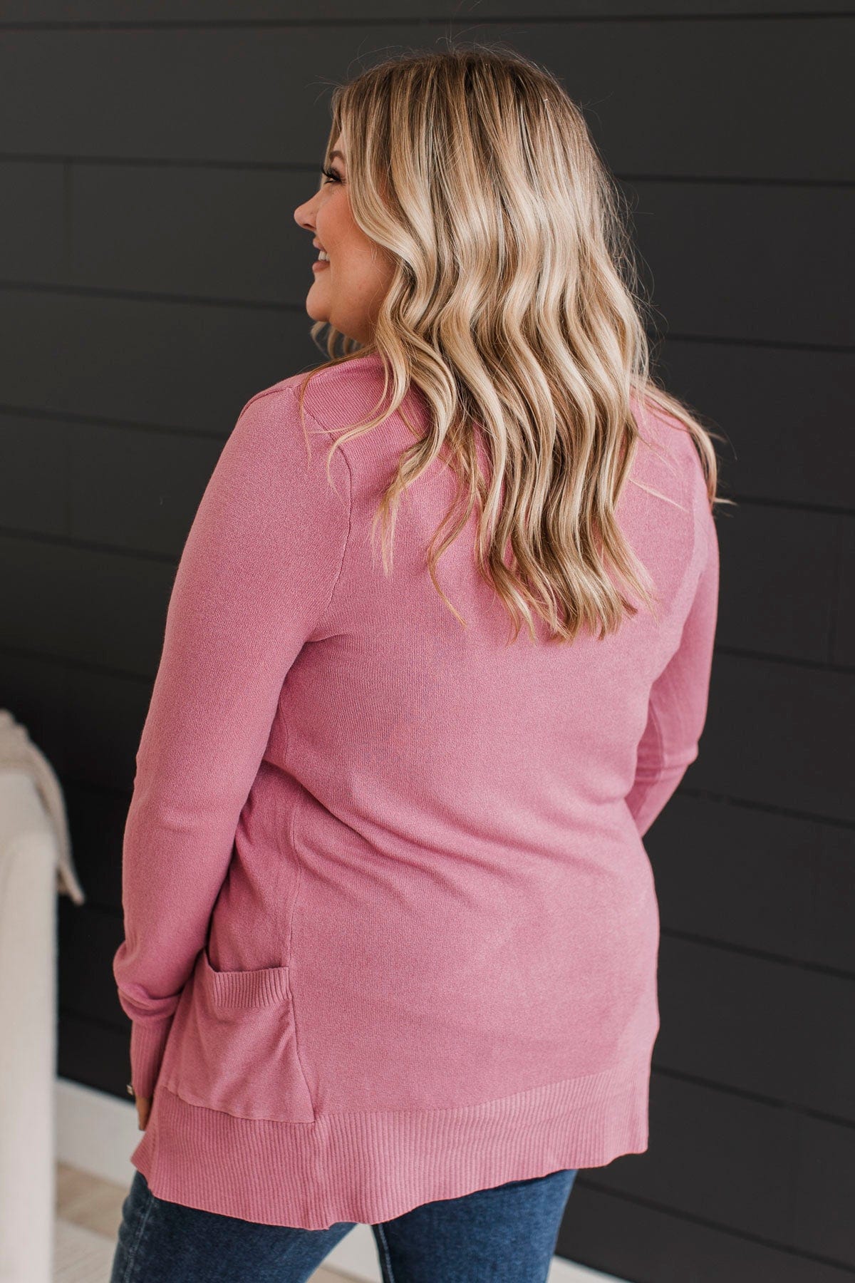 Comfortable With Myself Knit Cardigan- Rose Pink - Image 5