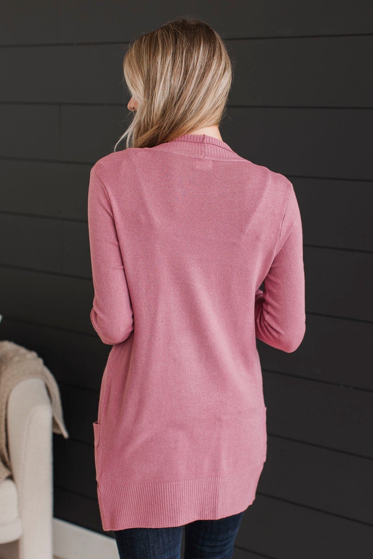 Comfortable With Myself Knit Cardigan- Rose Pink - Image 8