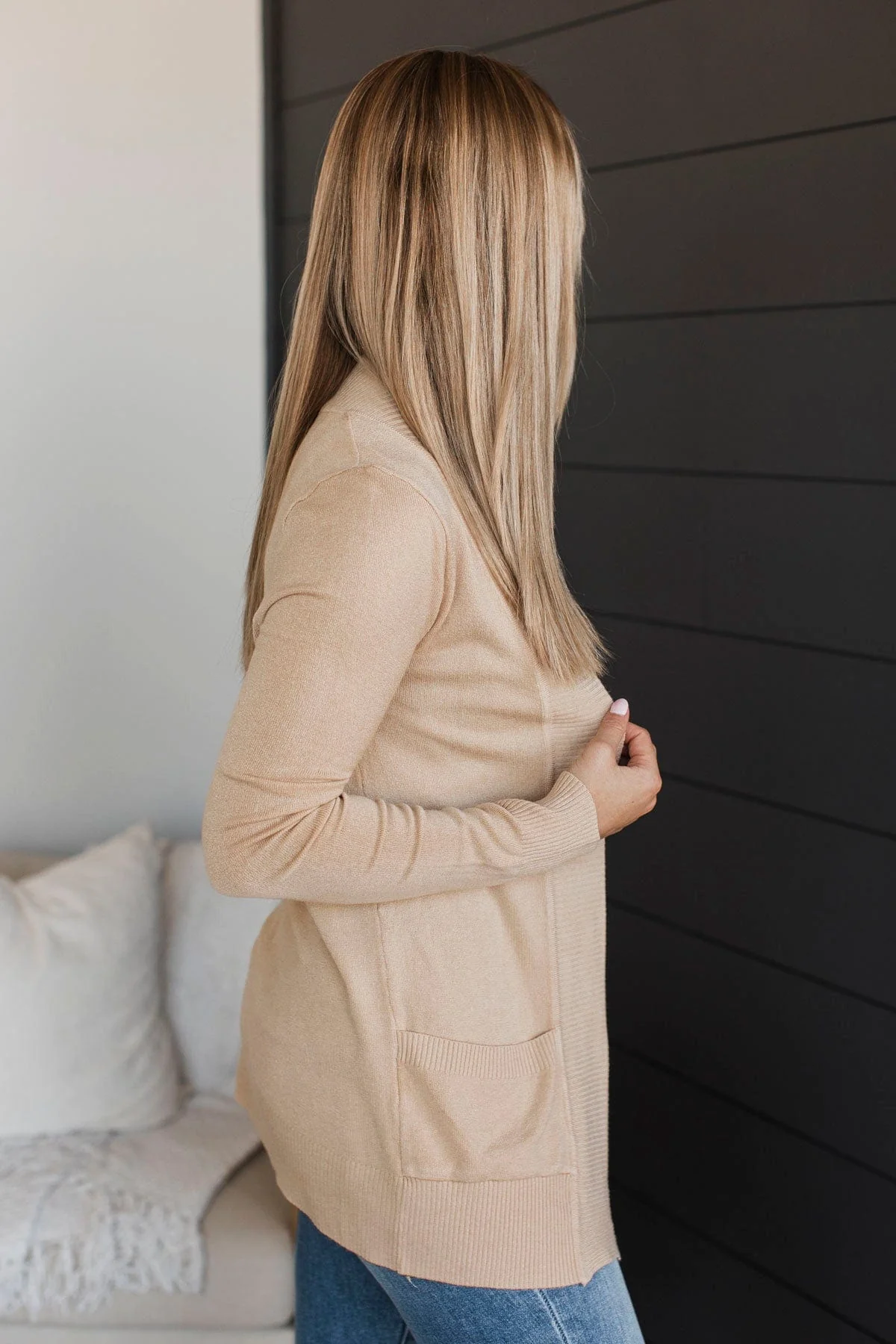 Comfortable With Myself Knit Cardigan- Sand - Image 6