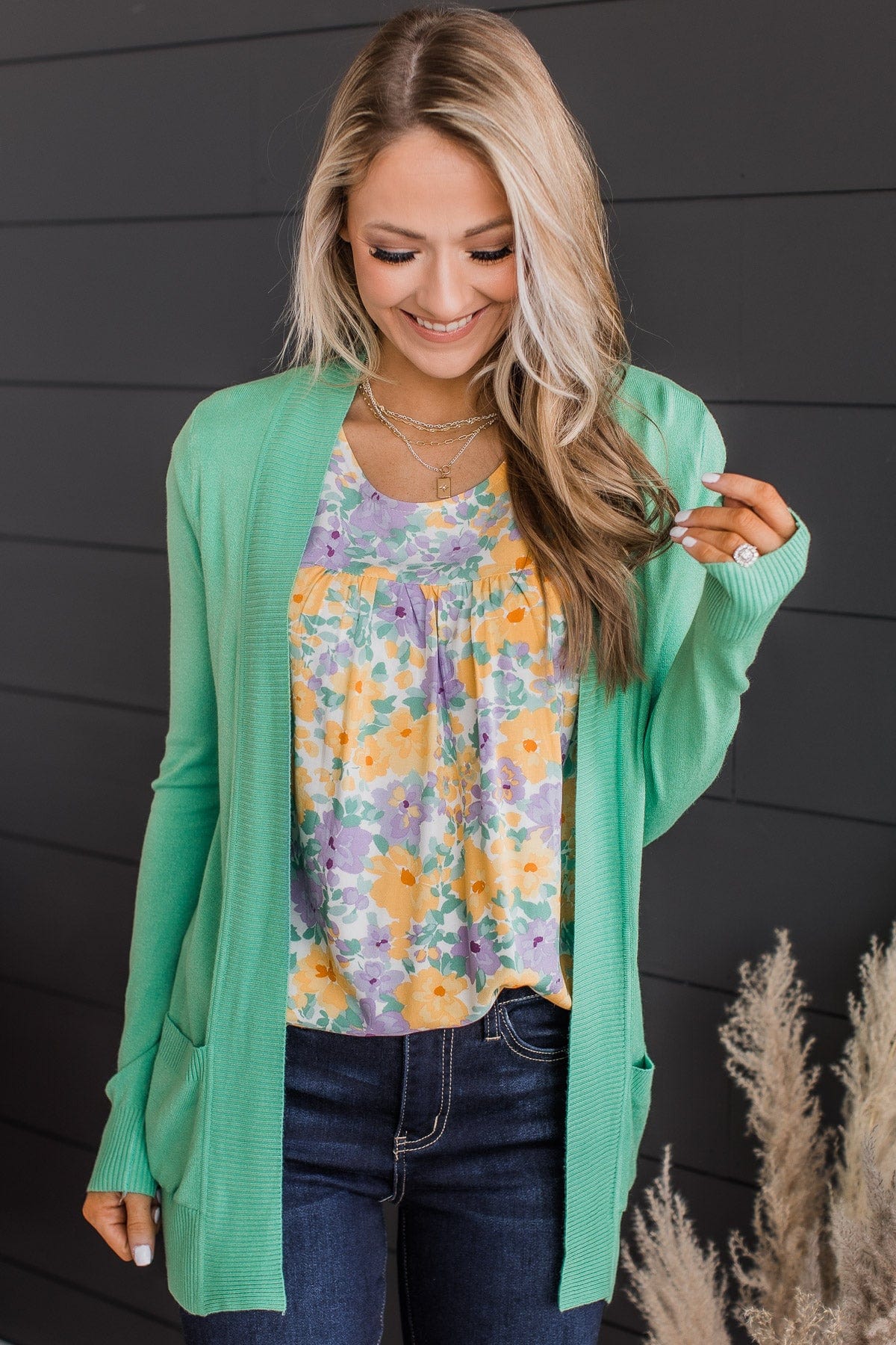 Comfortable With Myself Knit Cardigan- Seafoam Green - Image 3
