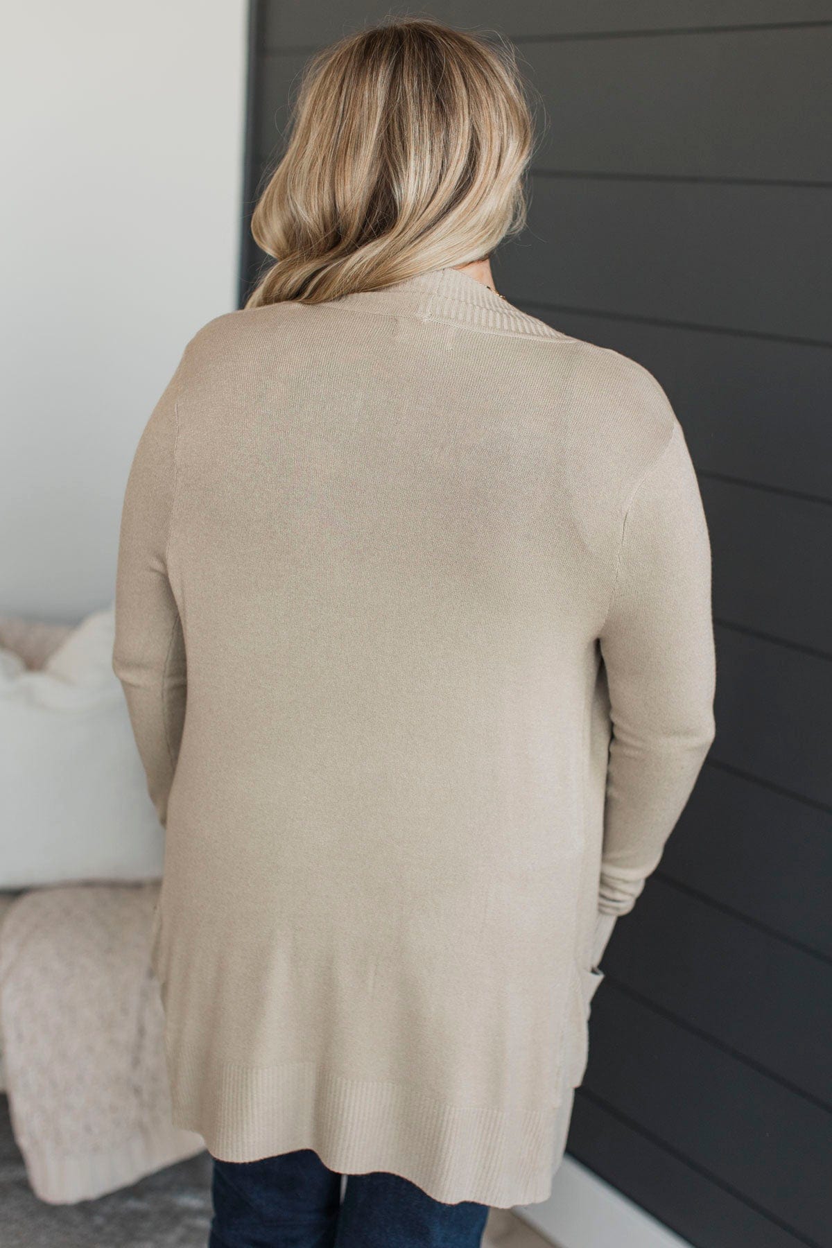 Comfortable With Myself Knit Cardigan- Taupe - Image 6