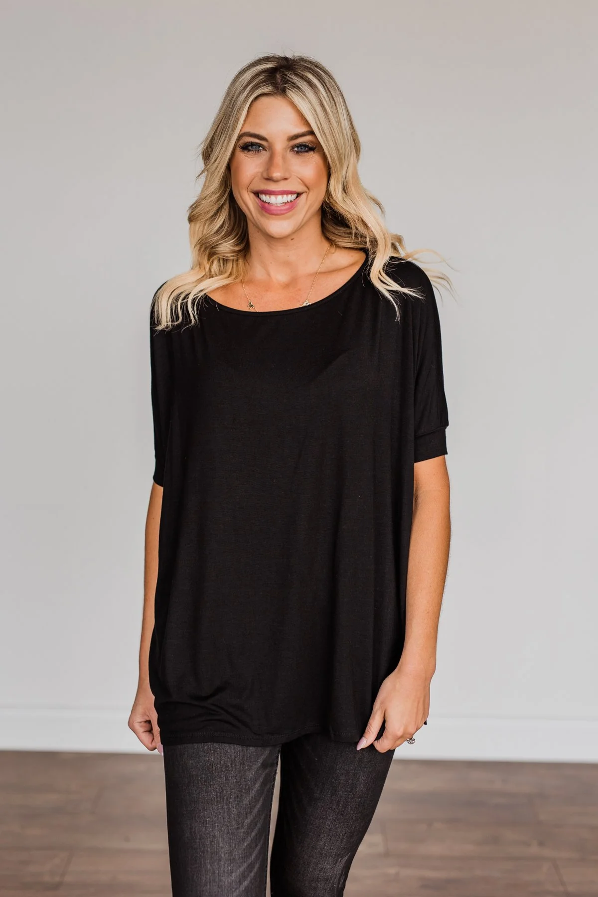 Comfy As Can Be Short Sleeve Top- Black - Image 4